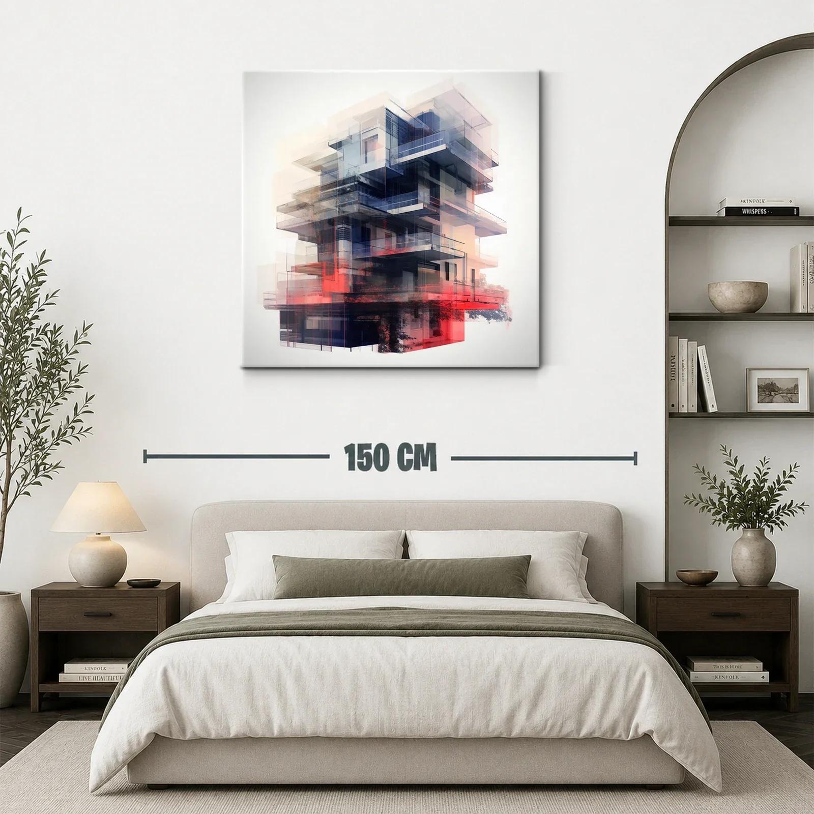 Composición abstracta de arquitectura futurista en tonos rojos y azules — miniatura 3