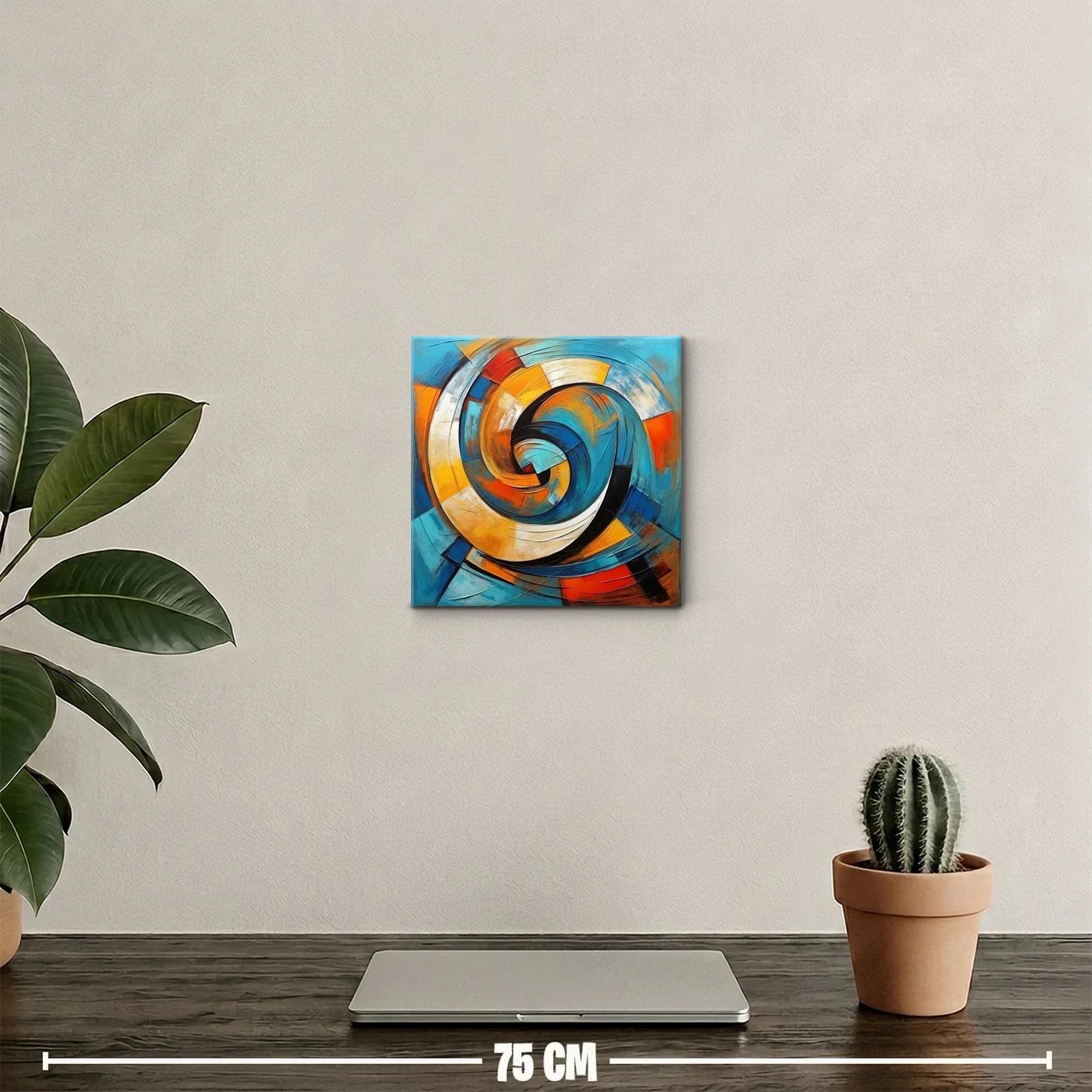 Cuadro abstracto espiral con tonos vibrantes y dinámicos — miniatura 2
