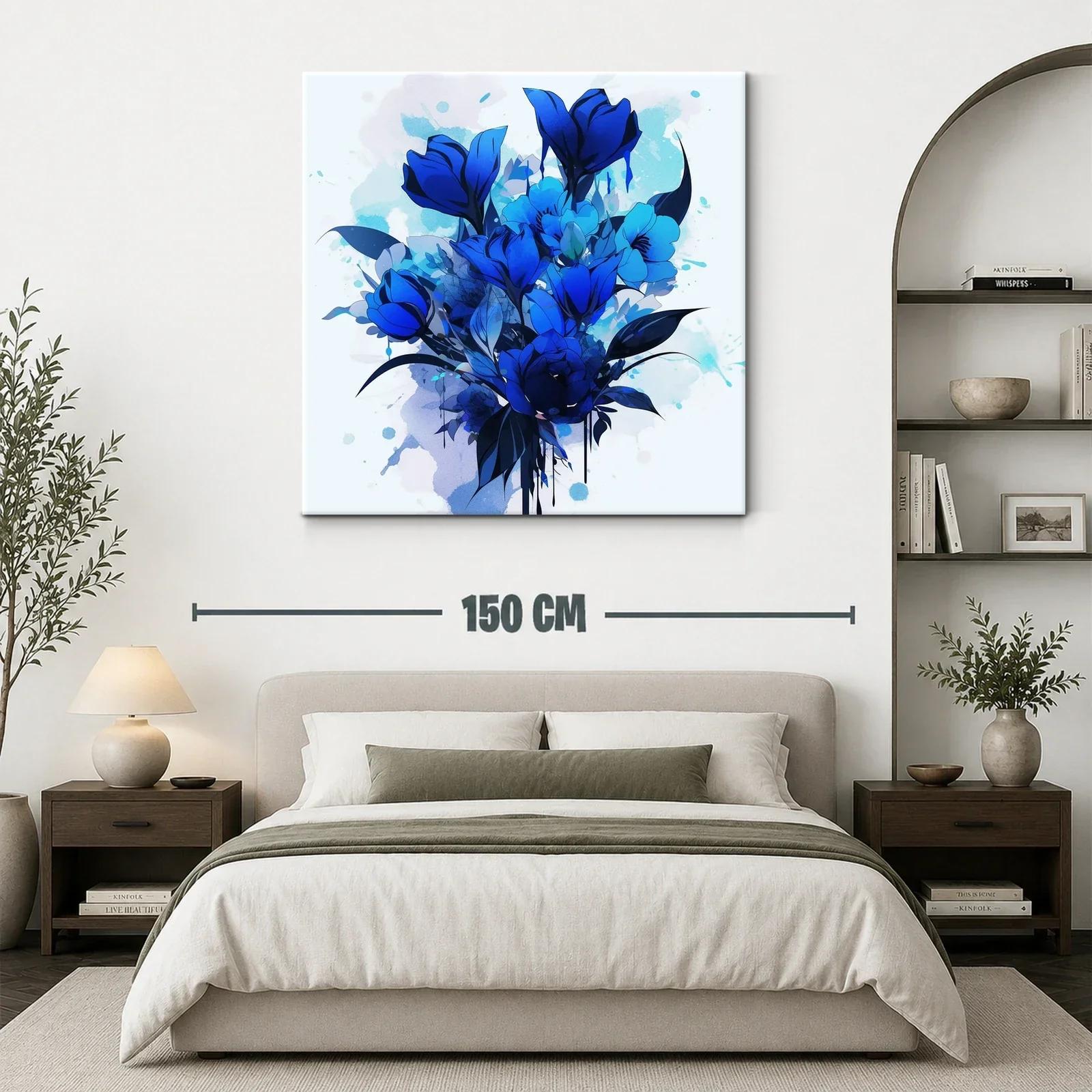 Ramo elegante de flores en tonos azules vibrantes — miniatura 3