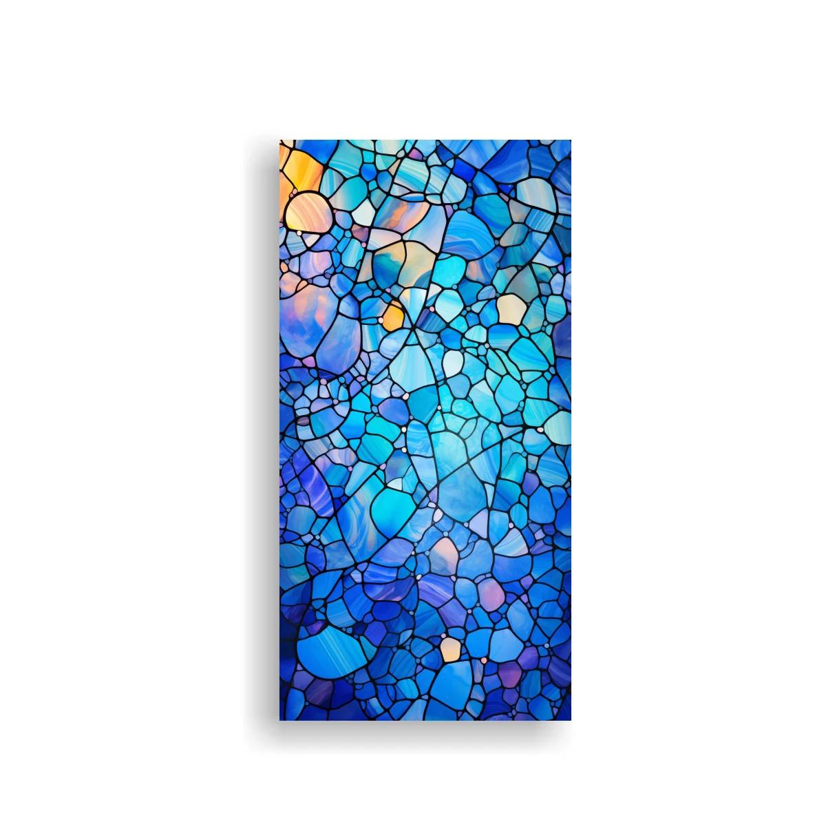 Cuadro mosaico abstracto tipo vidriera azul — imagen principal