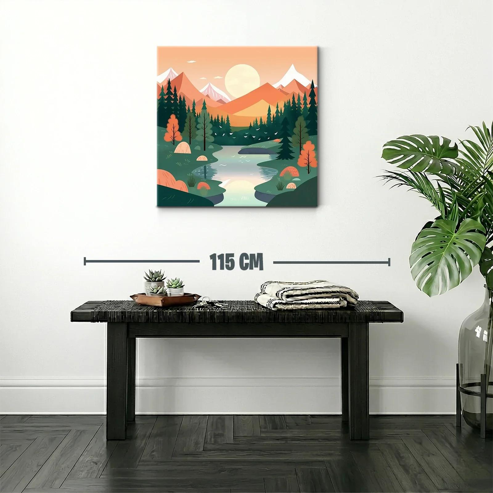 Paisaje sereno con río y montañas al atardecer — miniatura 2