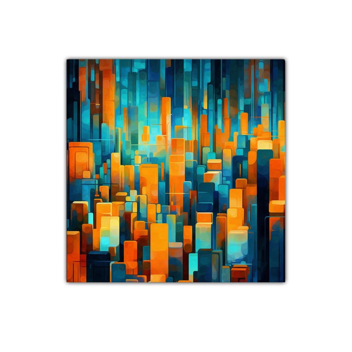 Composición geométrica urbana en tonos vibrantes — imagen principal