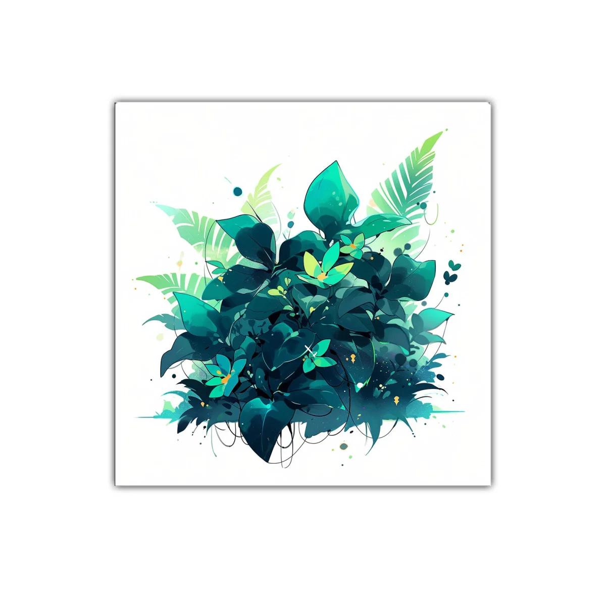 Cuadro decorativo con vibrantes hojas verdes tropicales — miniatura 1