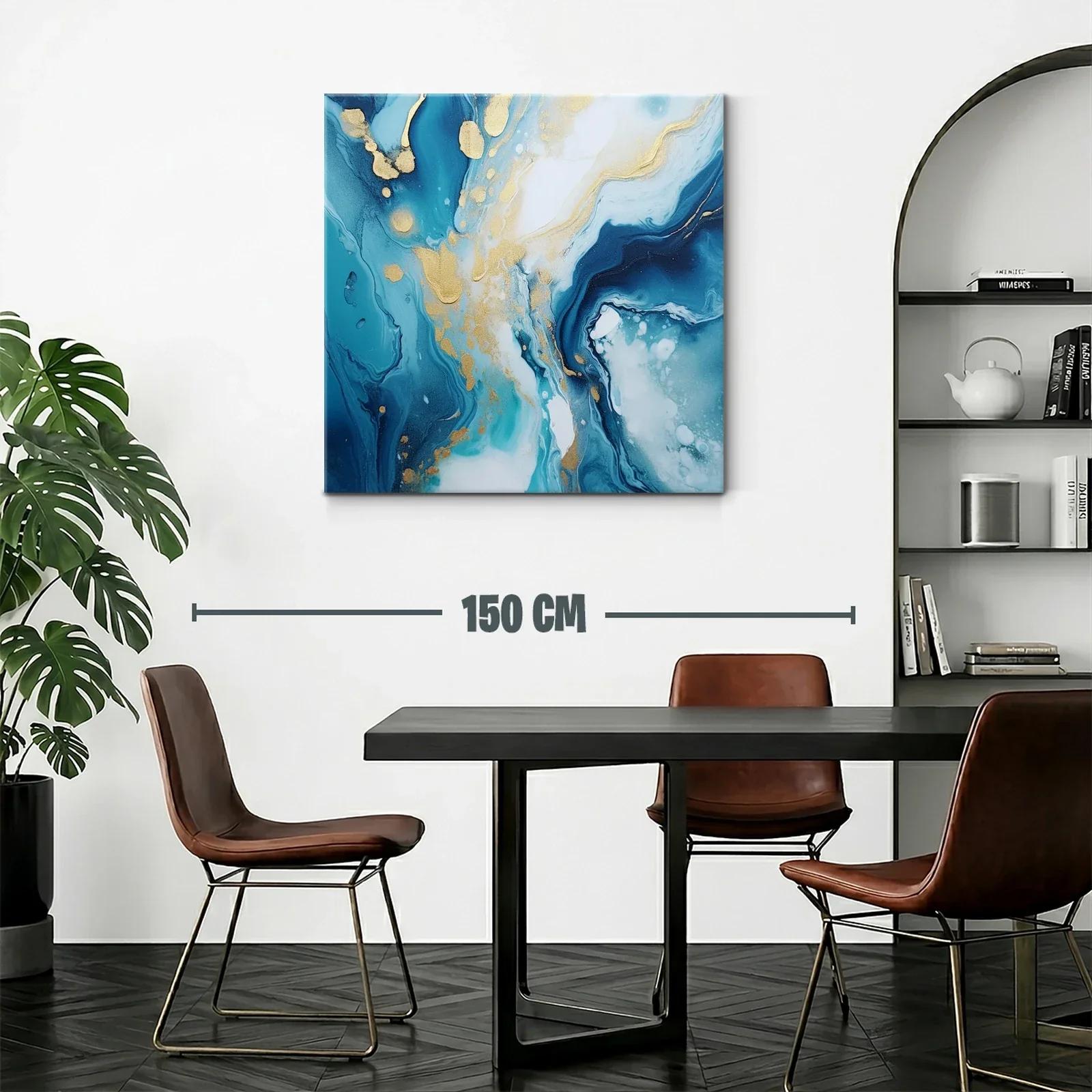 Cuadro abstracto en tonos azules y dorados elegantes — miniatura 2