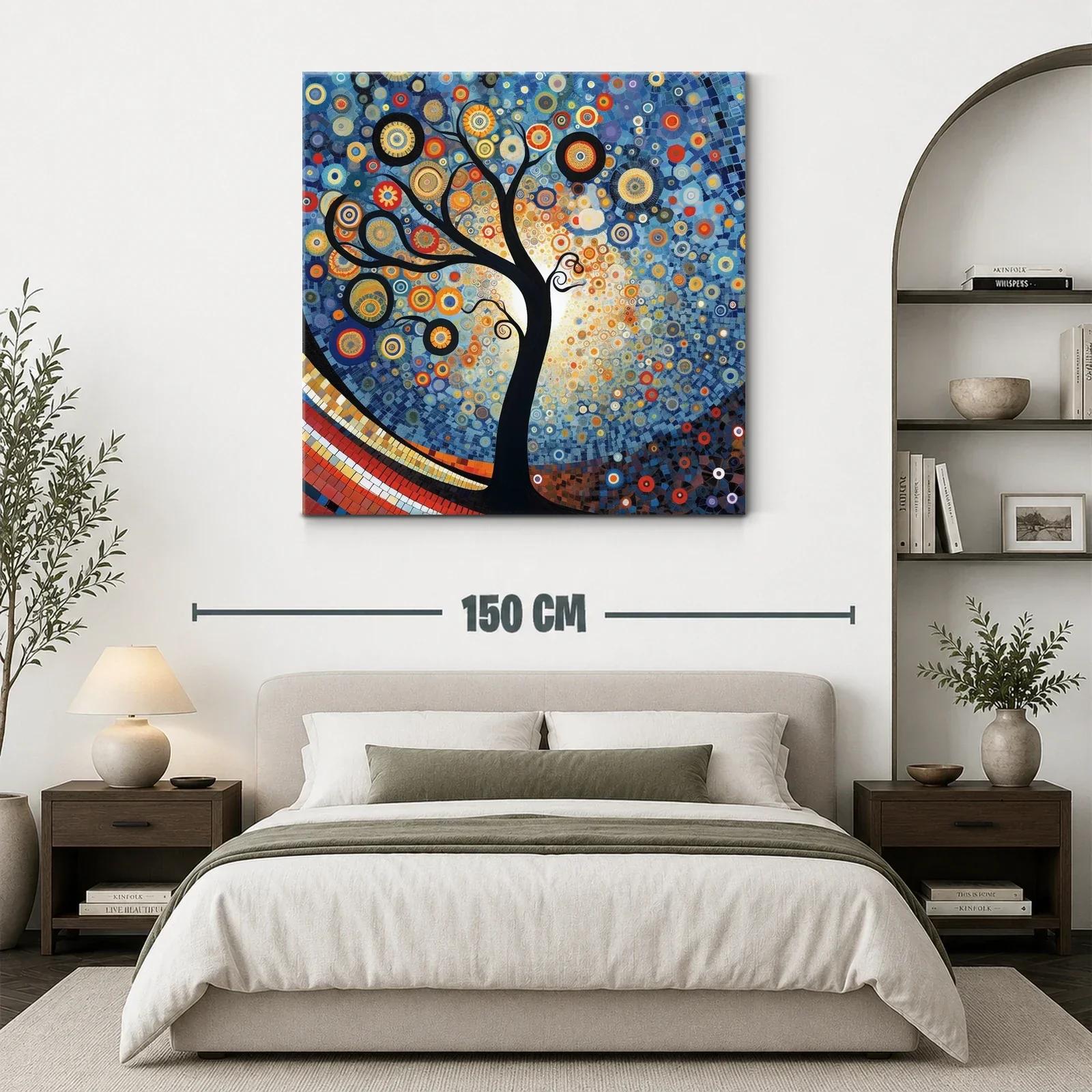 Árbol estilizado con círculos vibrantes y fondo azul — miniatura 3