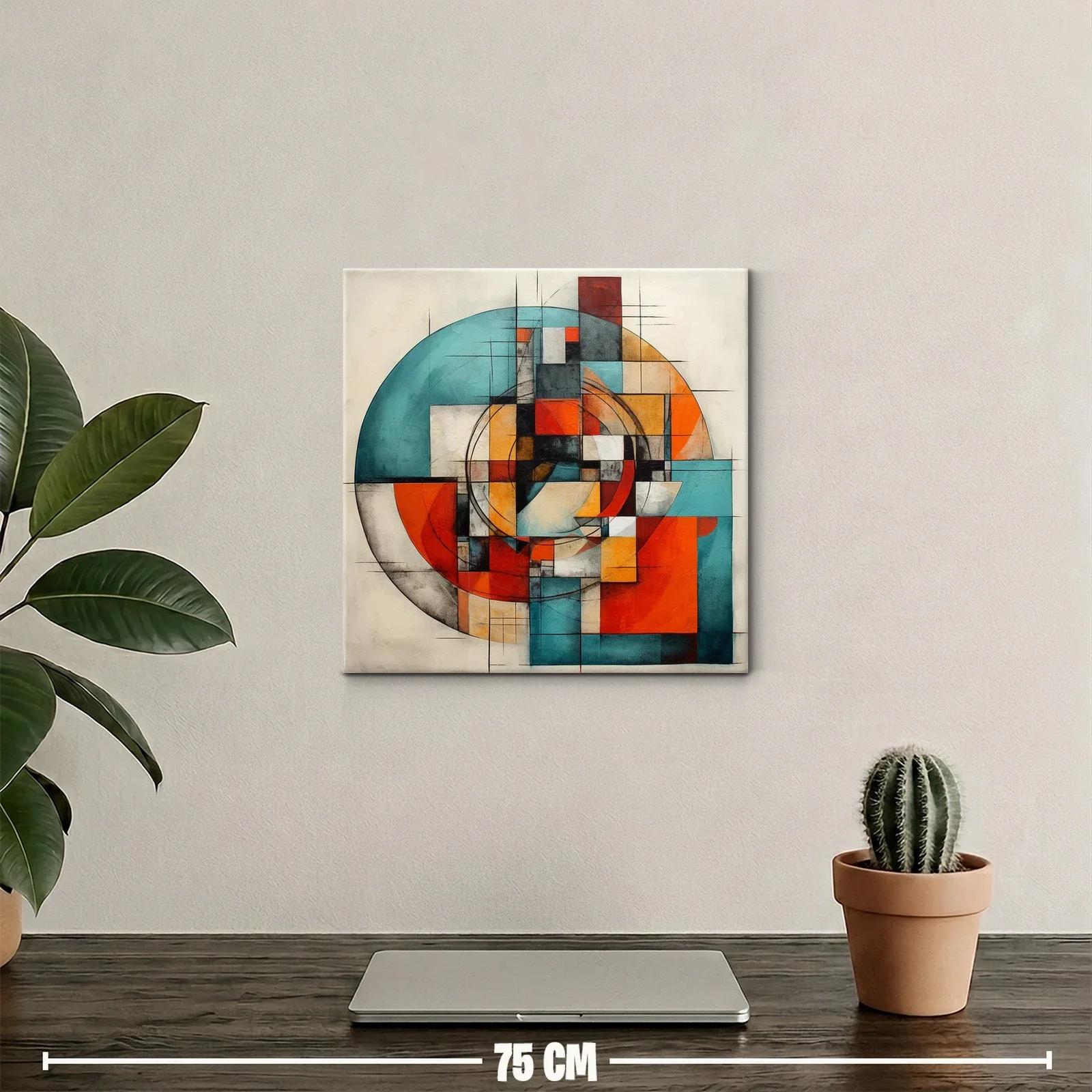 Composición geométrica en tonos cálidos y turquesa — miniatura 2