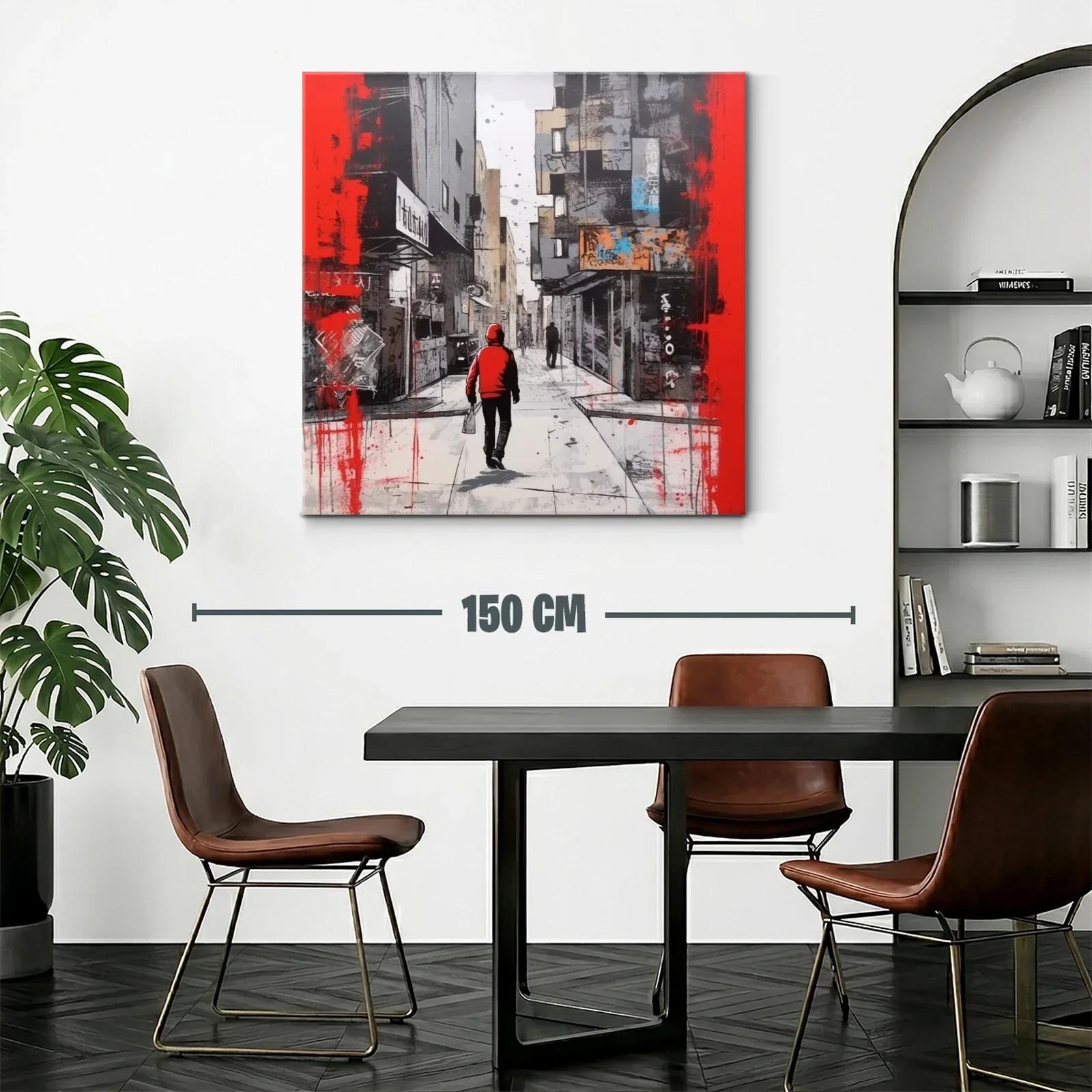Calle urbana con figura en rojo resaltando la silueta — miniatura 2