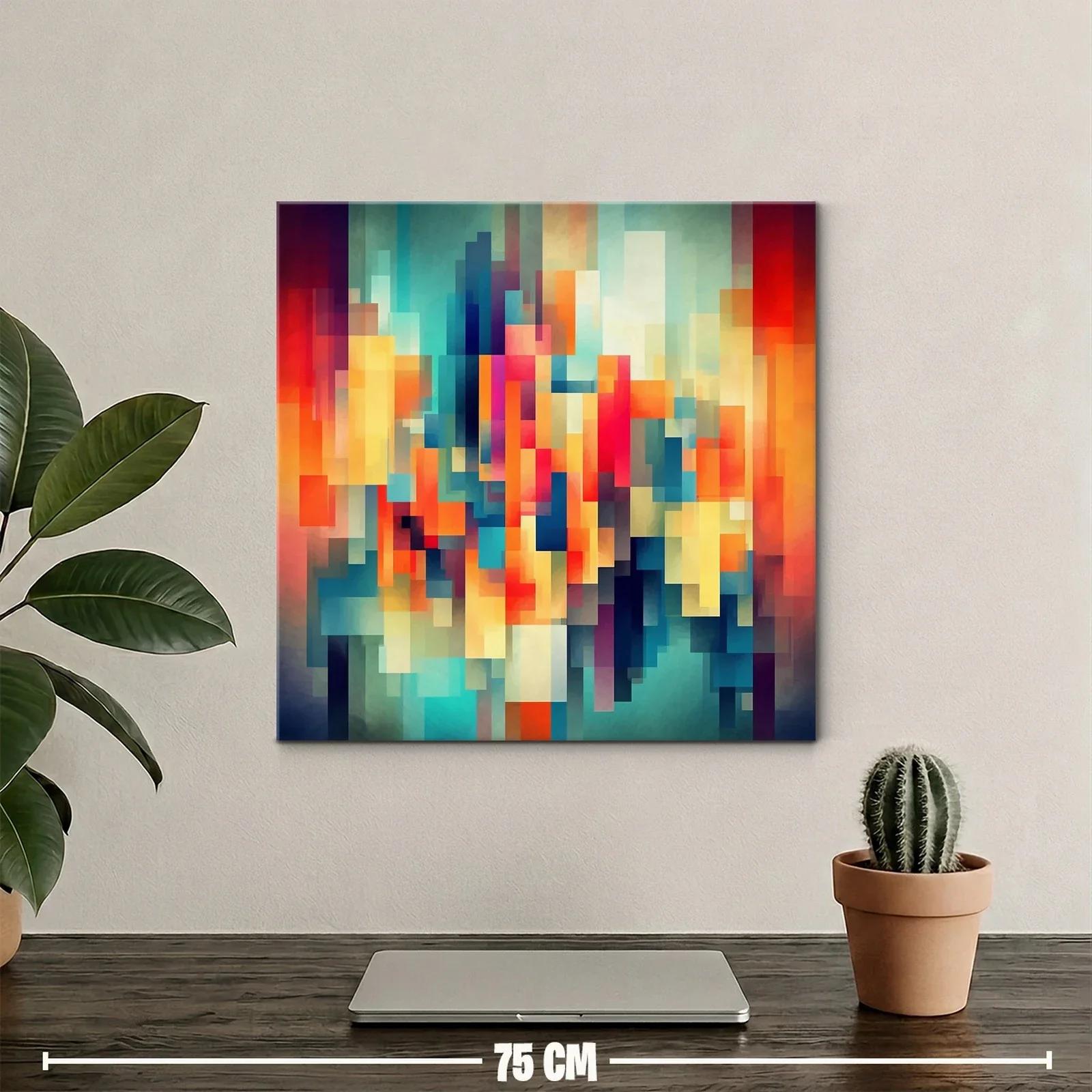 Composición abstracta con bloques en tonos cálidos y fríos — miniatura 2