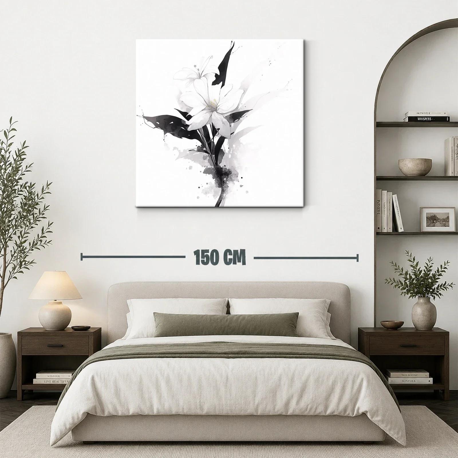 Flor blanca con toques de acuarela en tonos grises — miniatura 3