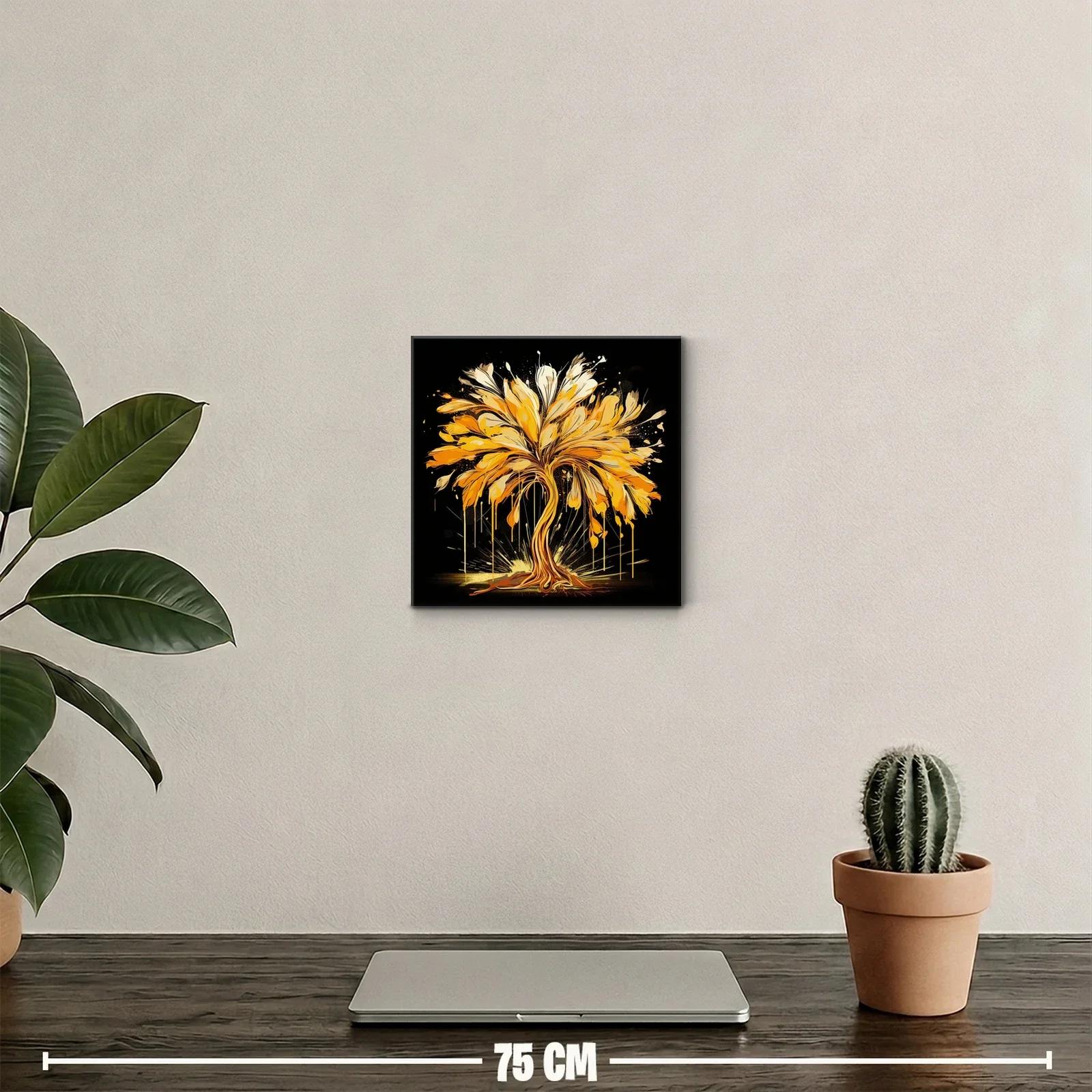 Árbol dorado con explosión de color sobre fondo oscuro — miniatura 2