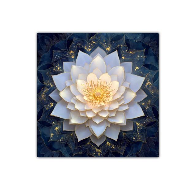 Mandala floral en tonalidades azul y dorado elegante