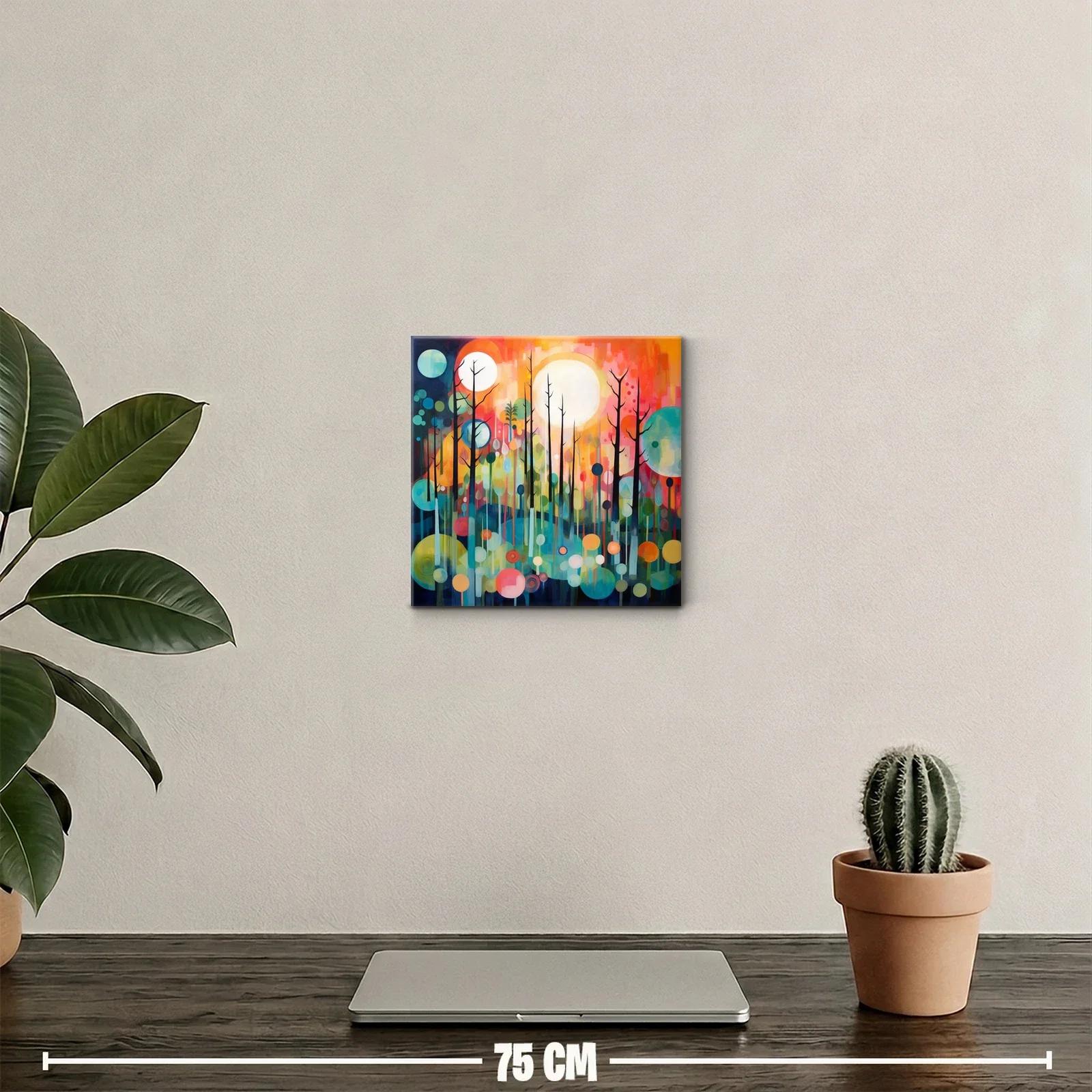 Arte abstracto de bosque con formas circulares y colores vivos — miniatura 2