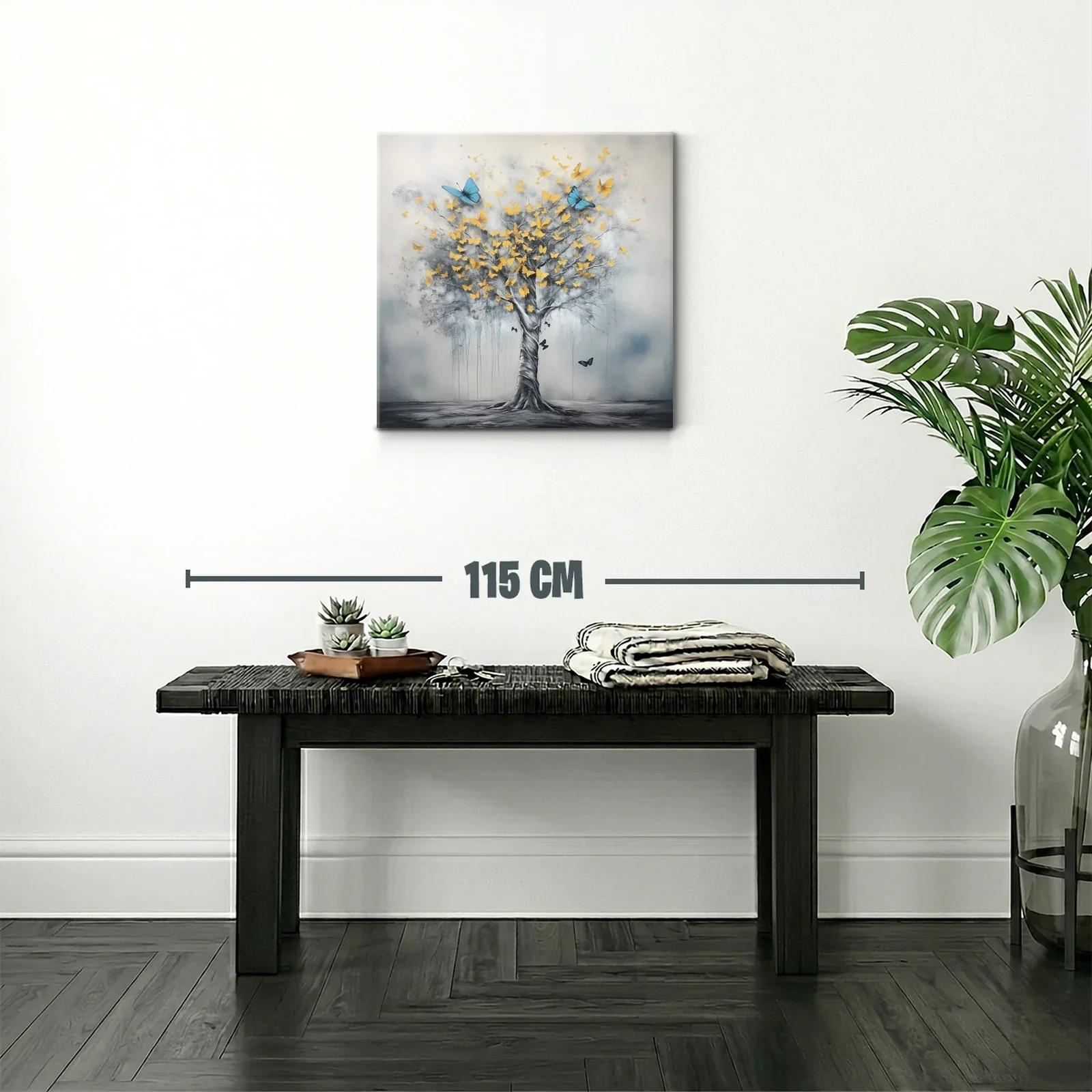 Árbol con mariposas doradas y azules en movimiento — miniatura 2