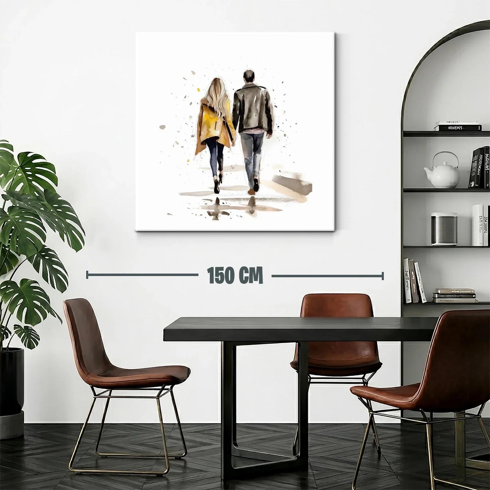 Pareja Caminando de Espaldas en Tonos Cálidos y Neutros — miniatura 2