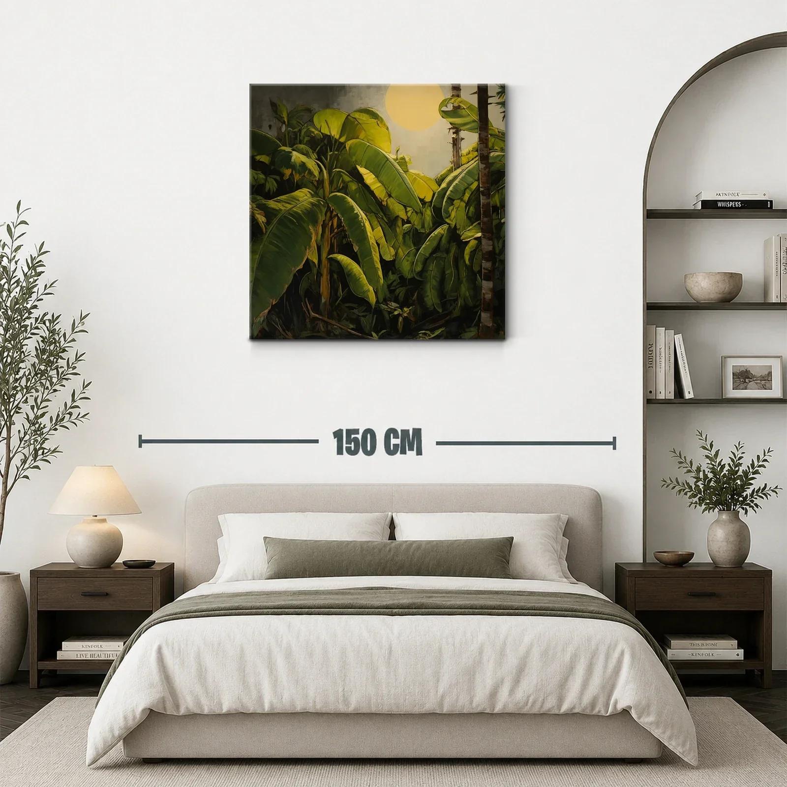 Cuadro tropical con hojas de plátano y sol radiante — miniatura 3
