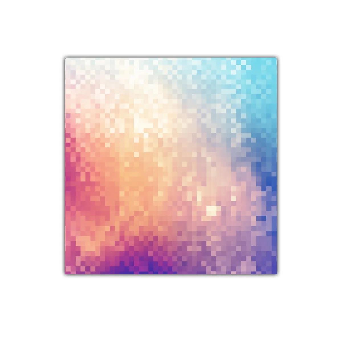 Cuadro abstracto con tonos cálidos y fríos armonizados