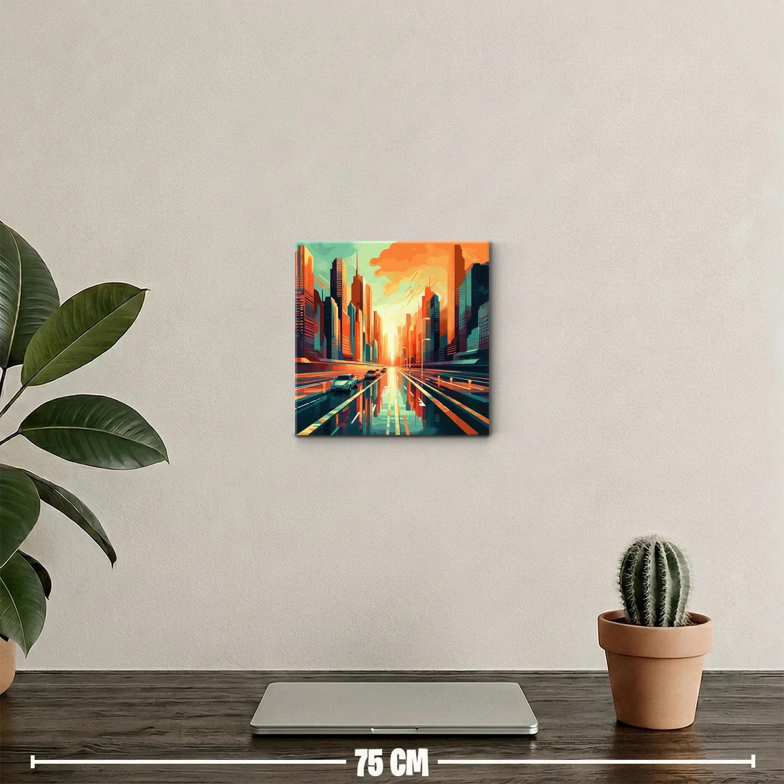 Atardecer urbano con reflejos vibrantes en ciudad moderna — miniatura 2