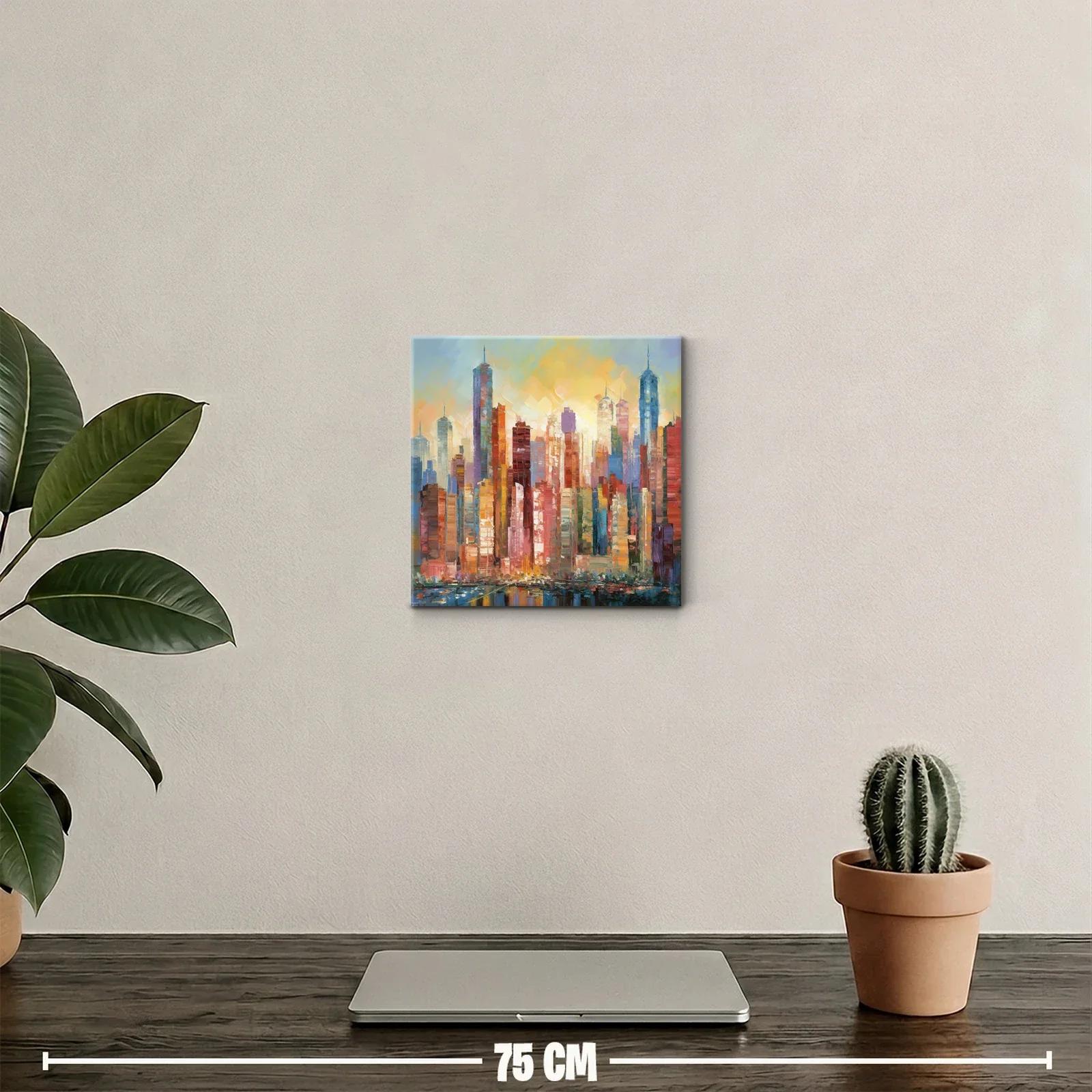 Paisaje urbano vibrante con tonos cálidos y fríos equilibrados — miniatura 2