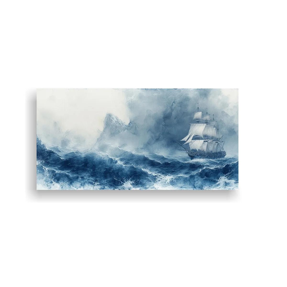 Cuadro velero entre bruma y olas — imagen principal