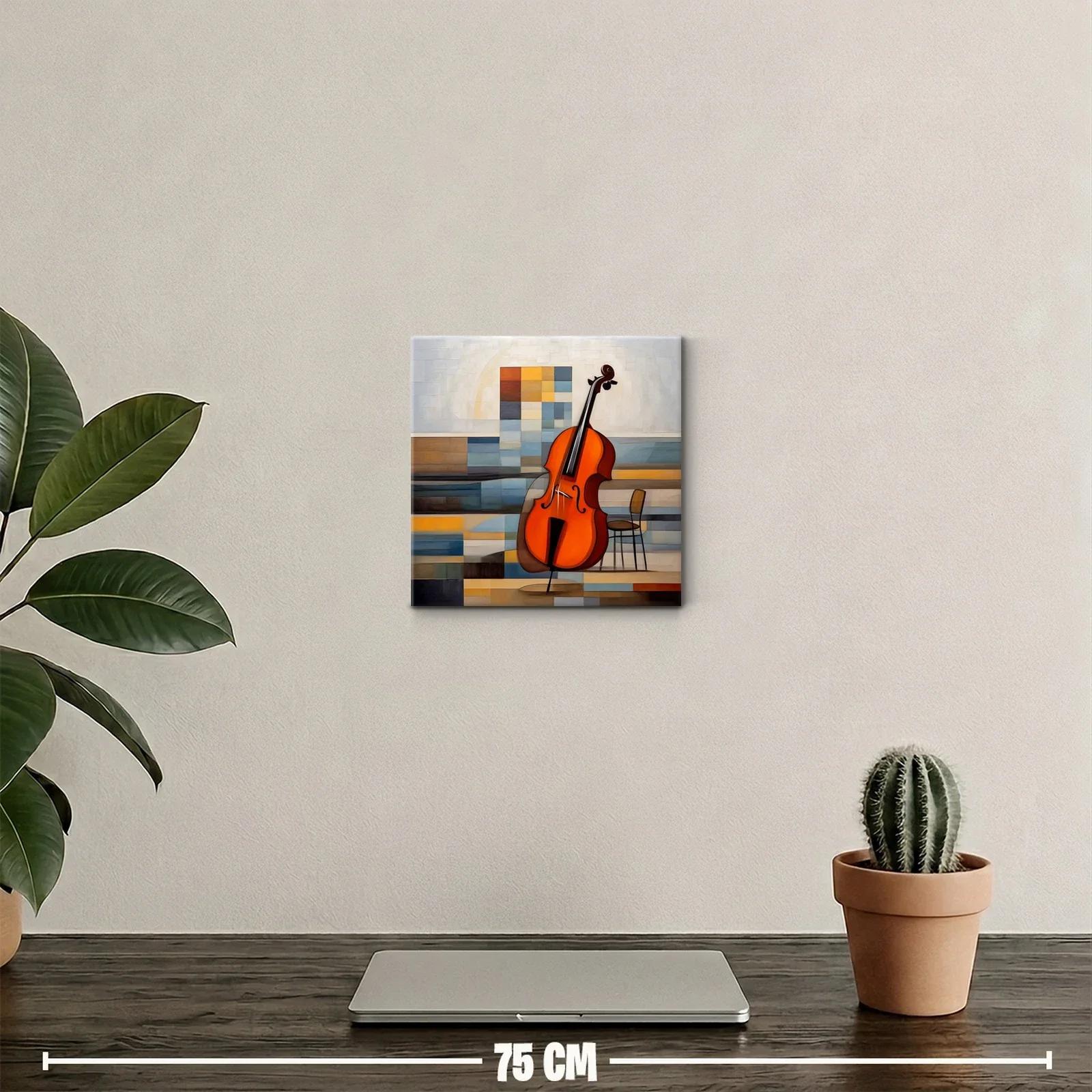 Cuadro decorativo con violonchelo y composición geométrica — miniatura 2