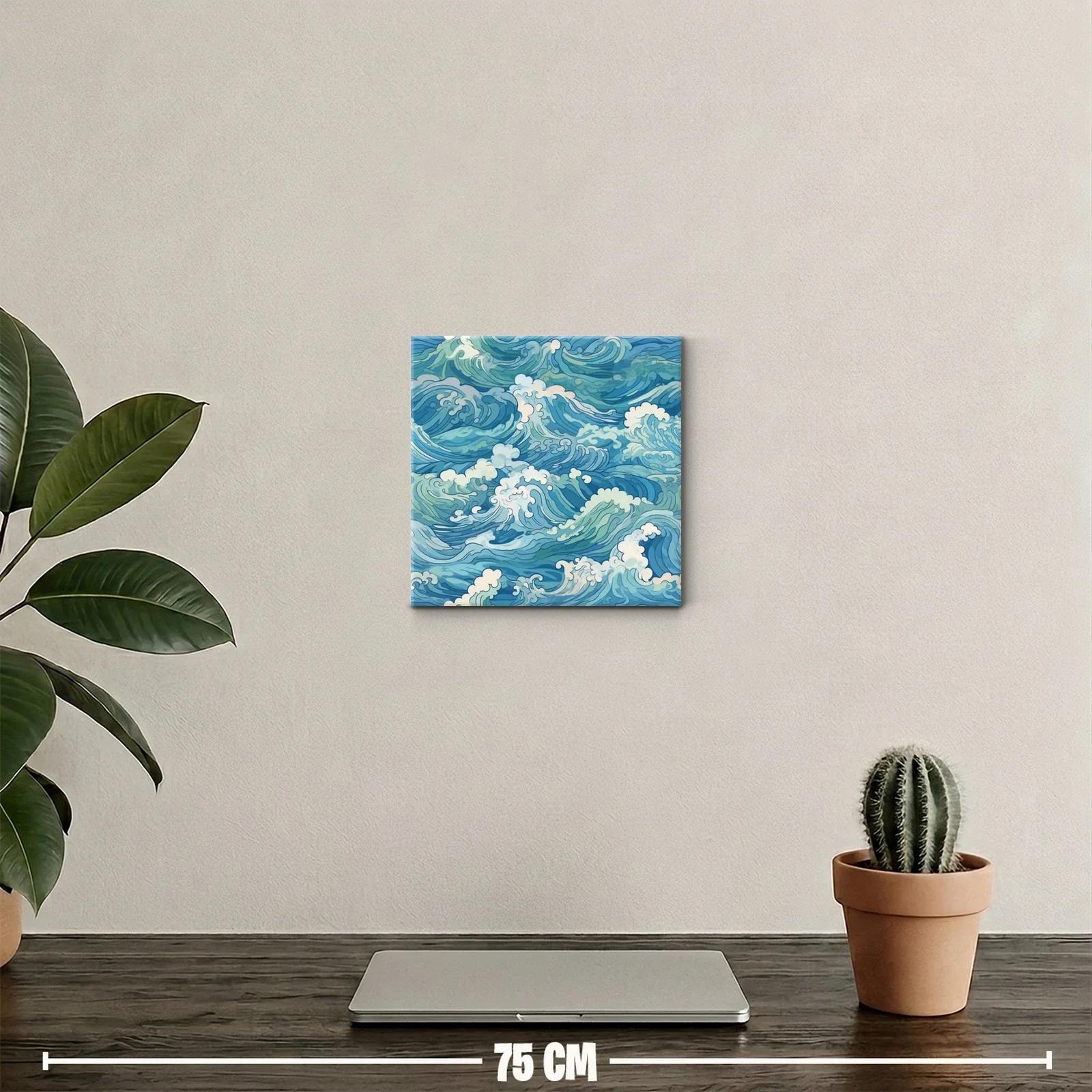 Cuadro decorativo con oleaje en tonalidades azules — miniatura 2