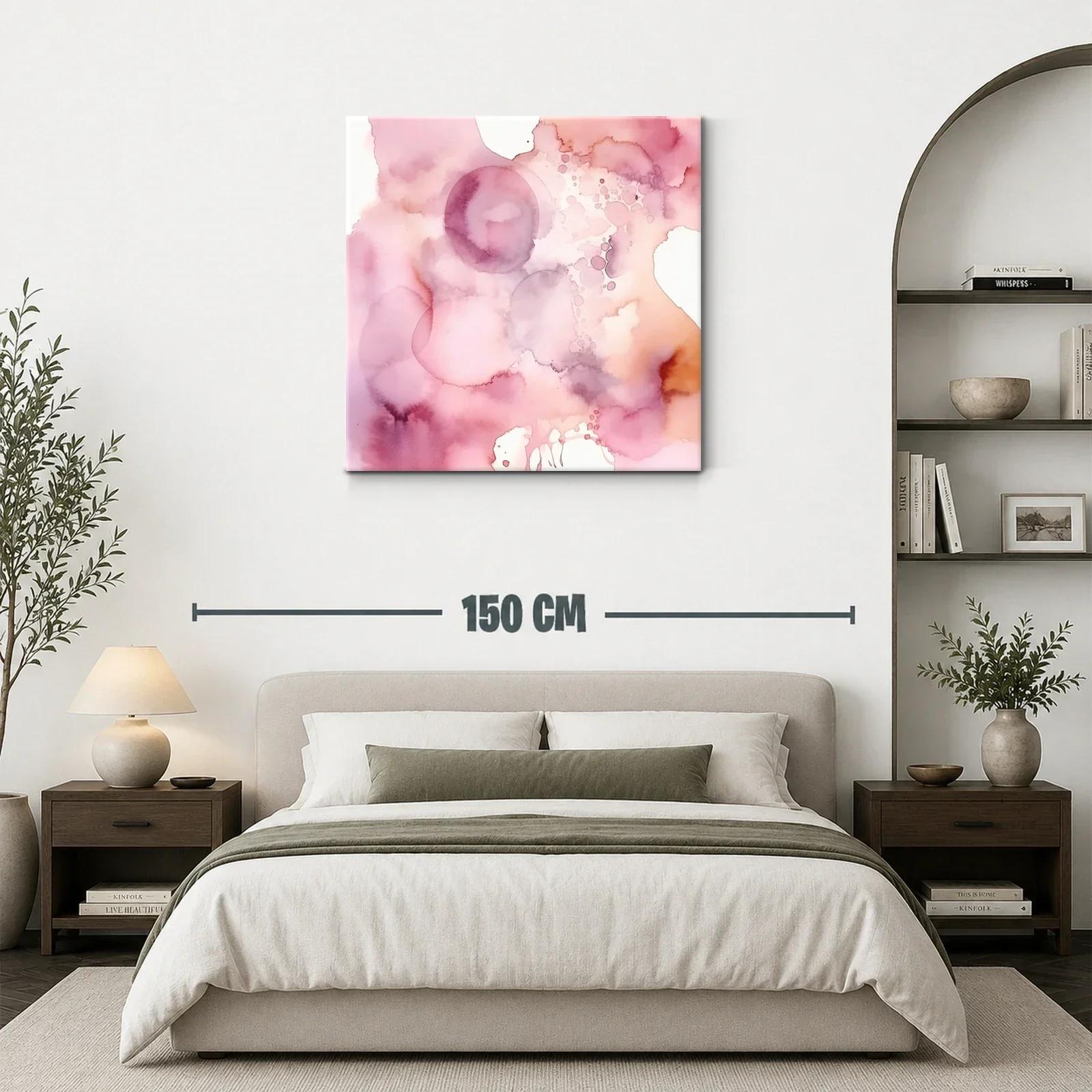 Cuadro abstracto en tonos rosas y melocotón suave — miniatura 3