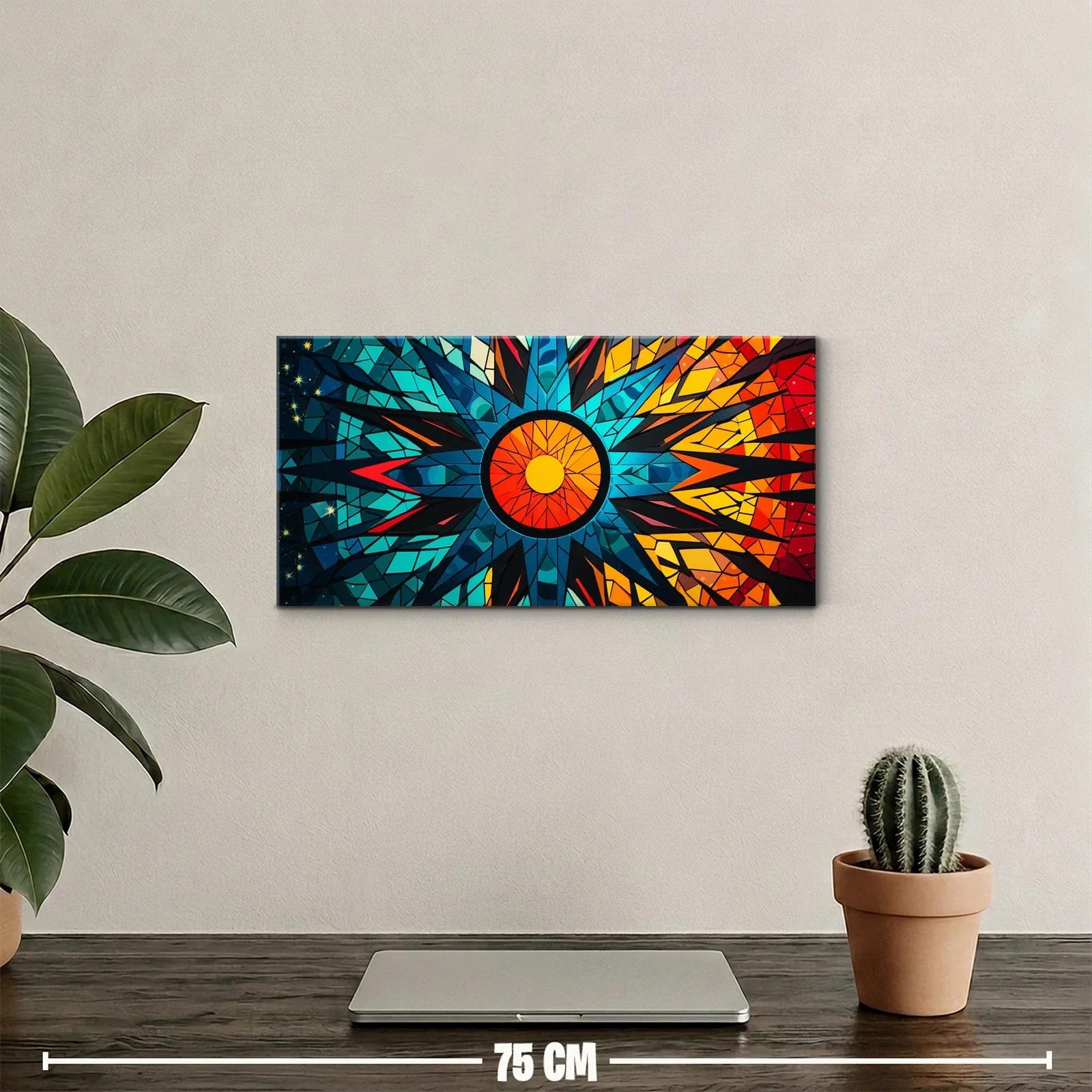 Cuadro mandala solar con mosaico geométrico — miniatura 2