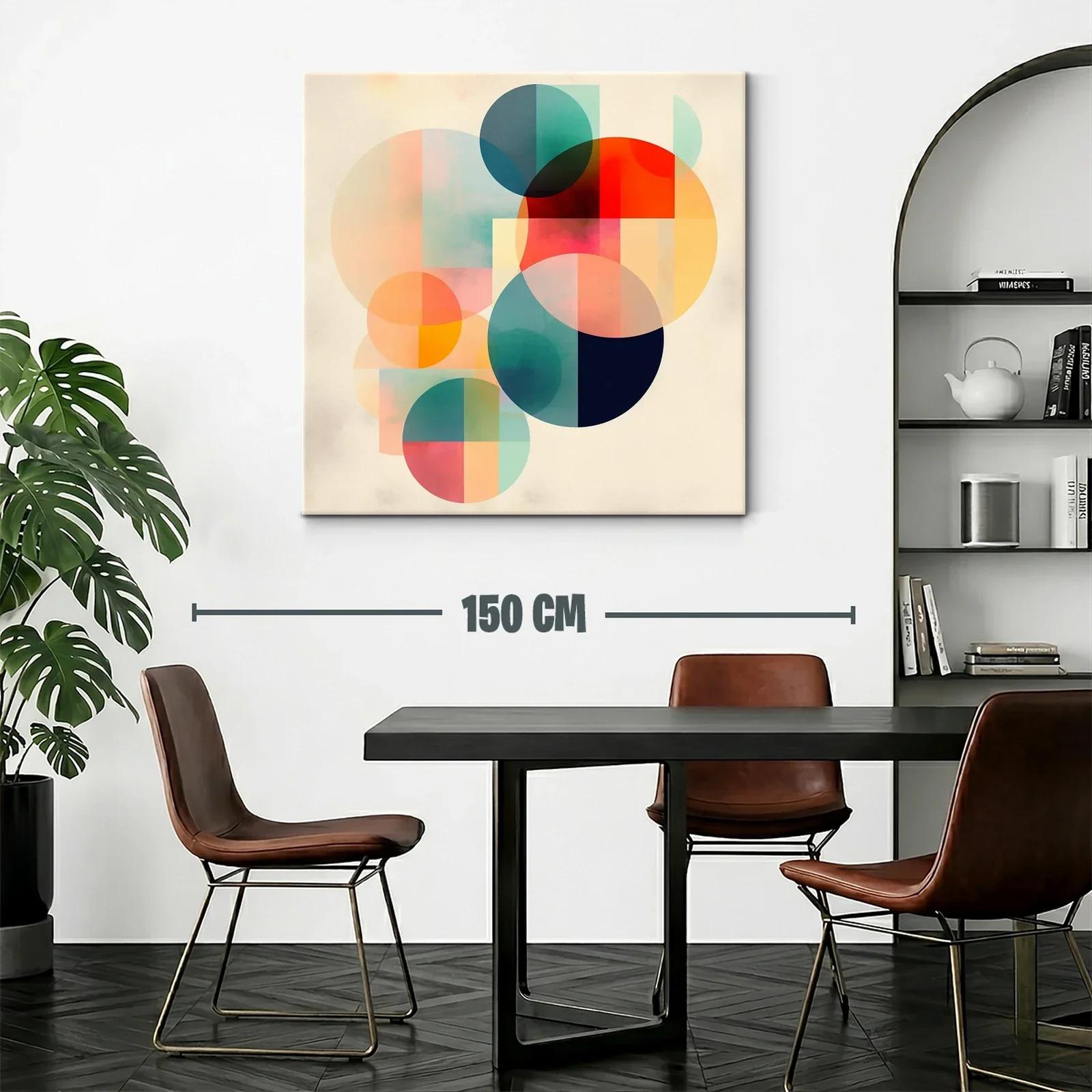 Composición abstracta con círculos en tonos cálidos y fríos — miniatura 2
