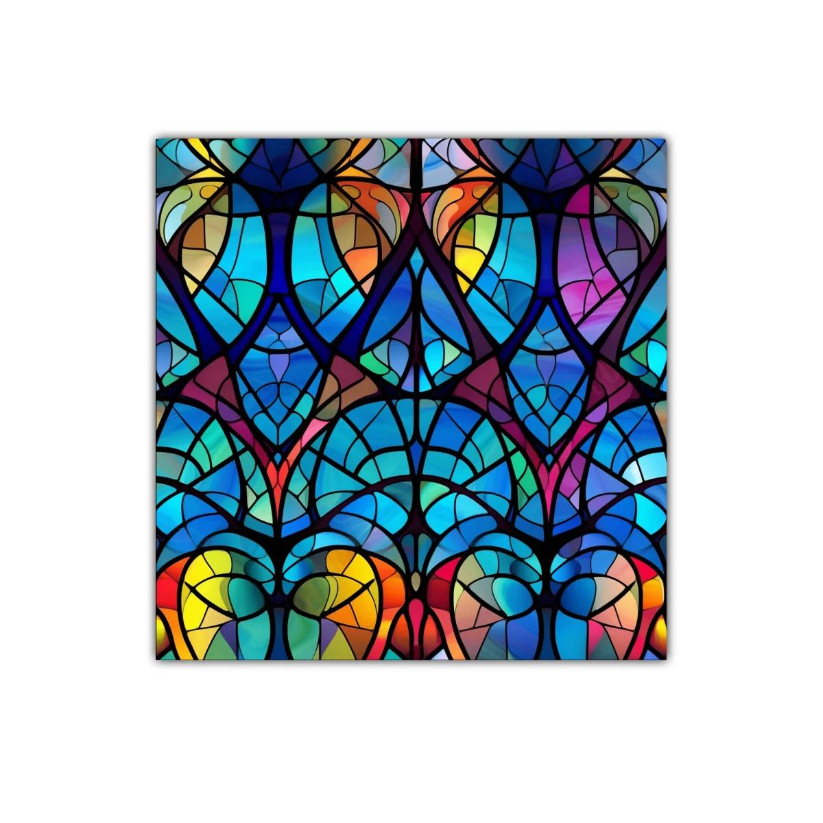 Cuadro con diseño abstracto en vibrantes tonos azules y cálidos — imagen principal