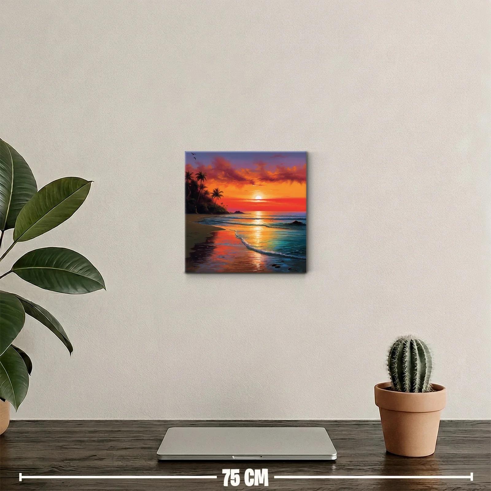 Atardecer tropical con palmeras y reflejos vibrantes en el mar — miniatura 2