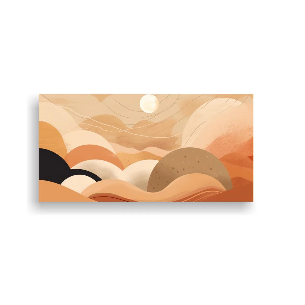 Cuadro paisaje abstracto de colinas y sol