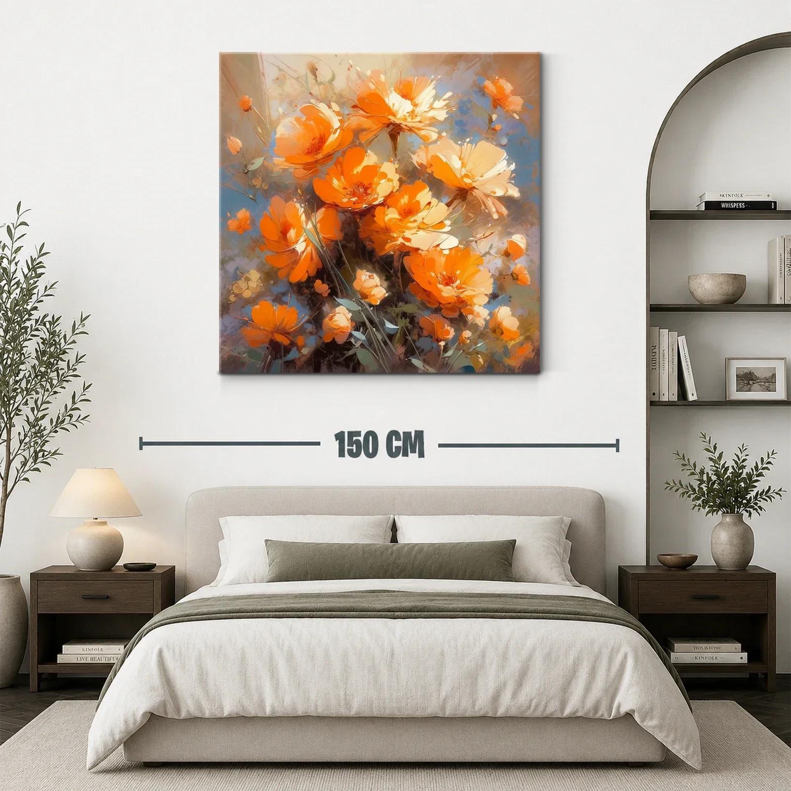 Ramo vibrante de flores naranjas y crema en tonos cálidos — miniatura 3