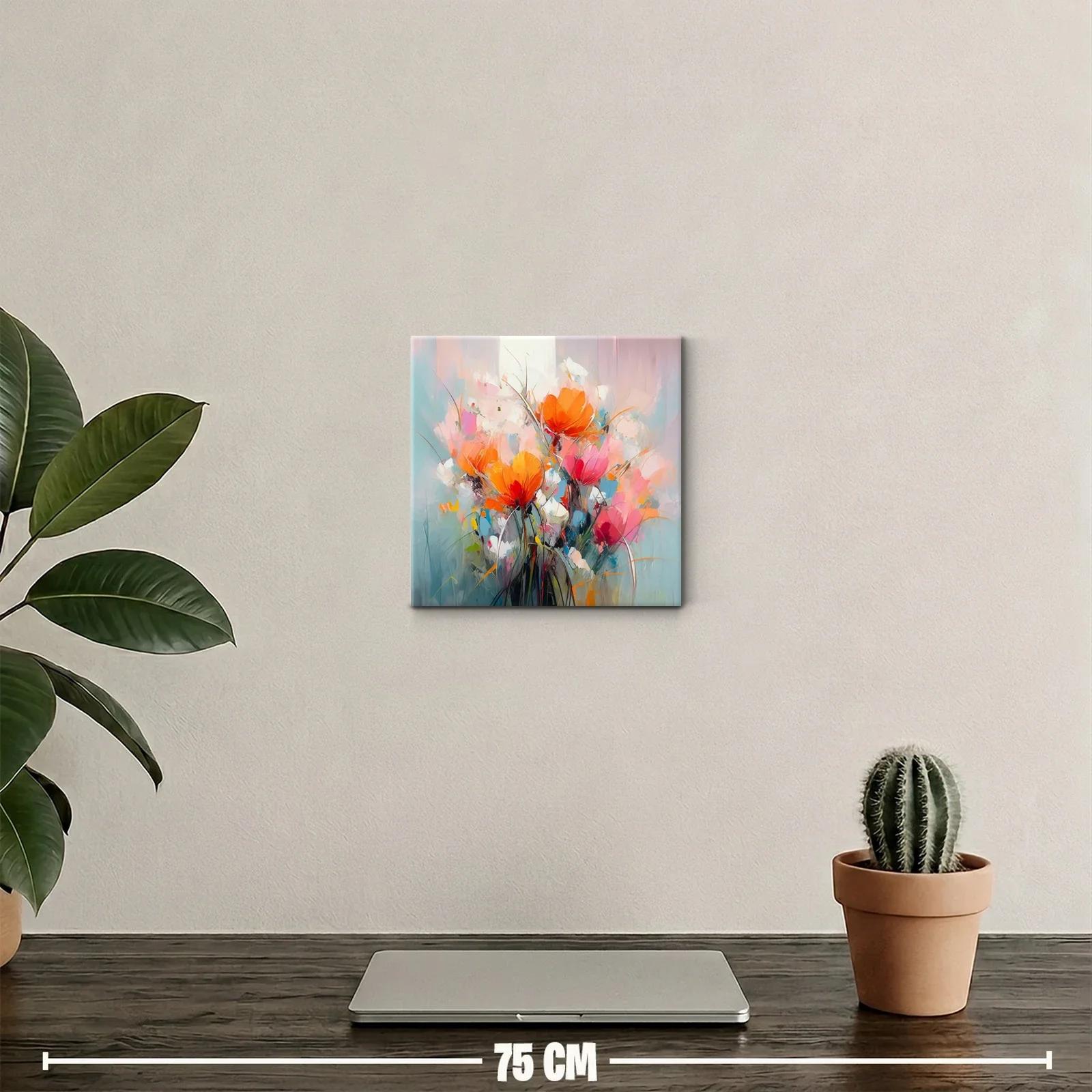 Cuadro decorativo con ramo de flores vibrantes y suaves tonos — miniatura 2