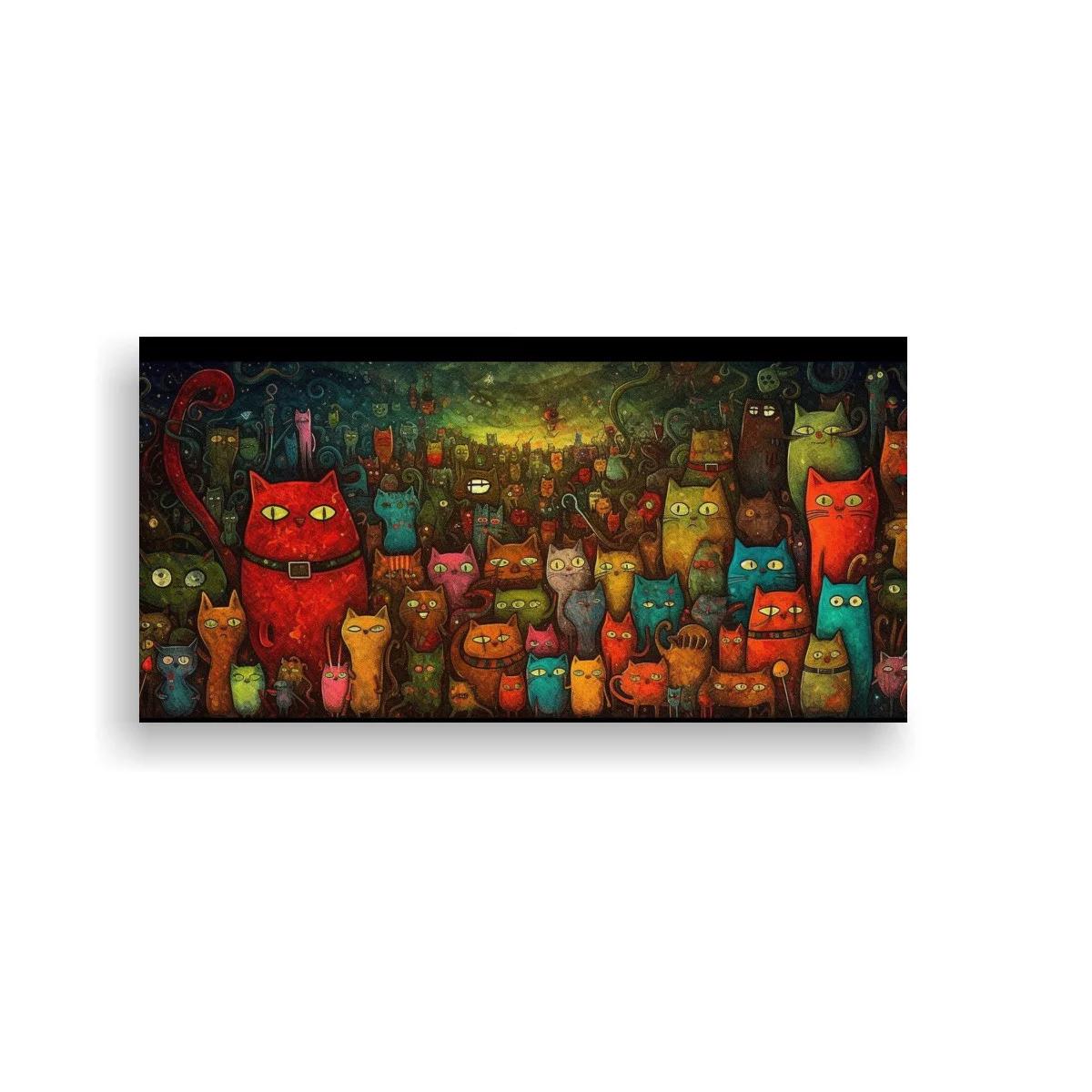 Cuadro multitud de gatos de colores