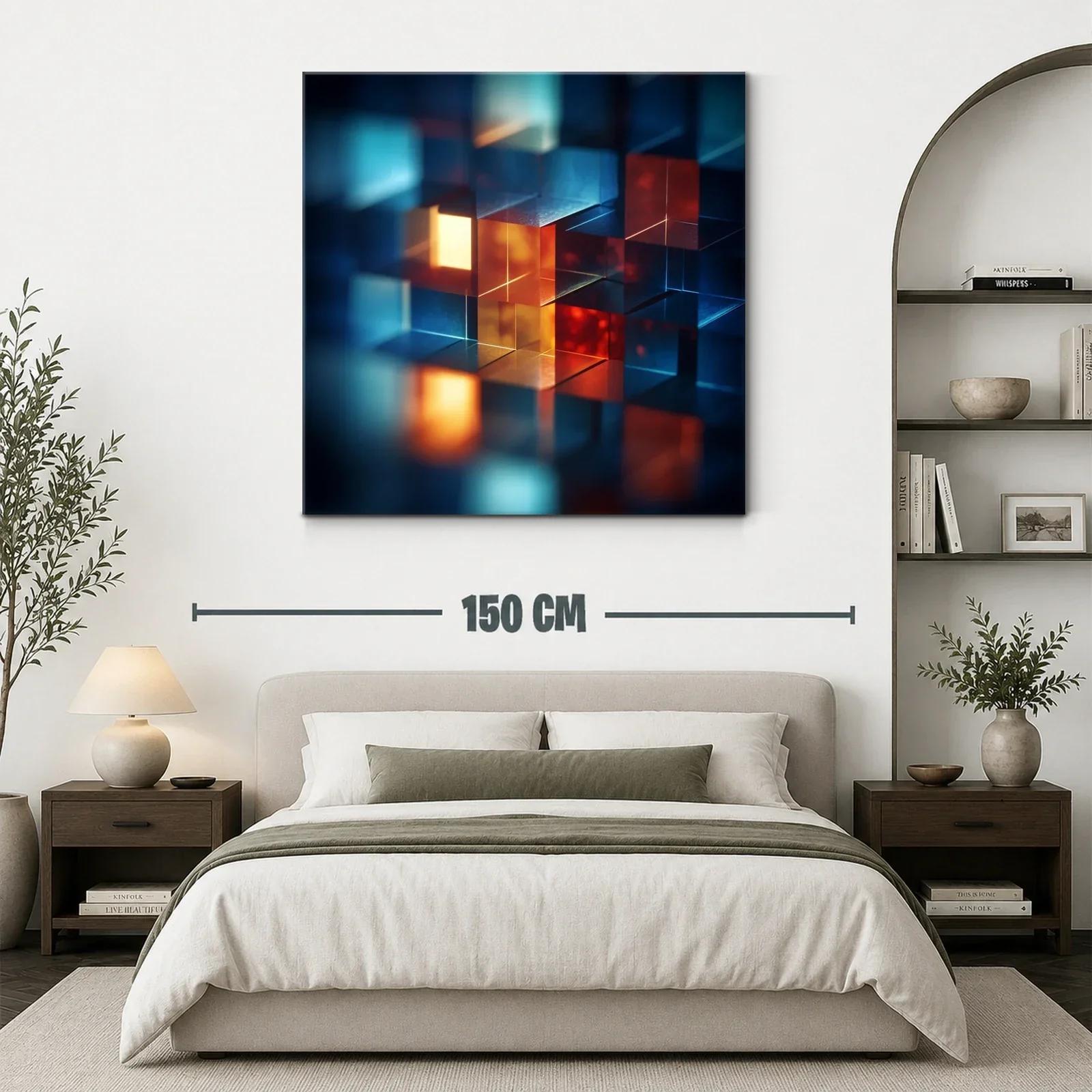 Composición abstracta de cubos iluminados en tonos cálidos y fríos — miniatura 3