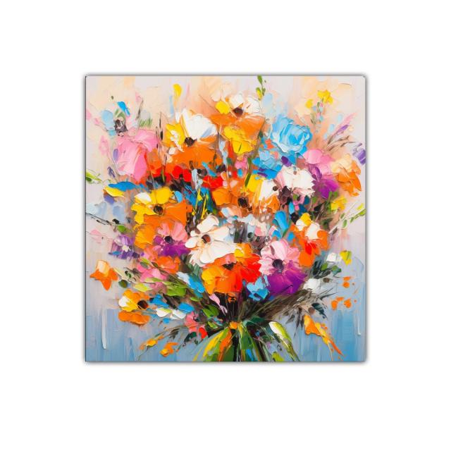 Cuadro decorativo ramo vibrante de flores coloridas