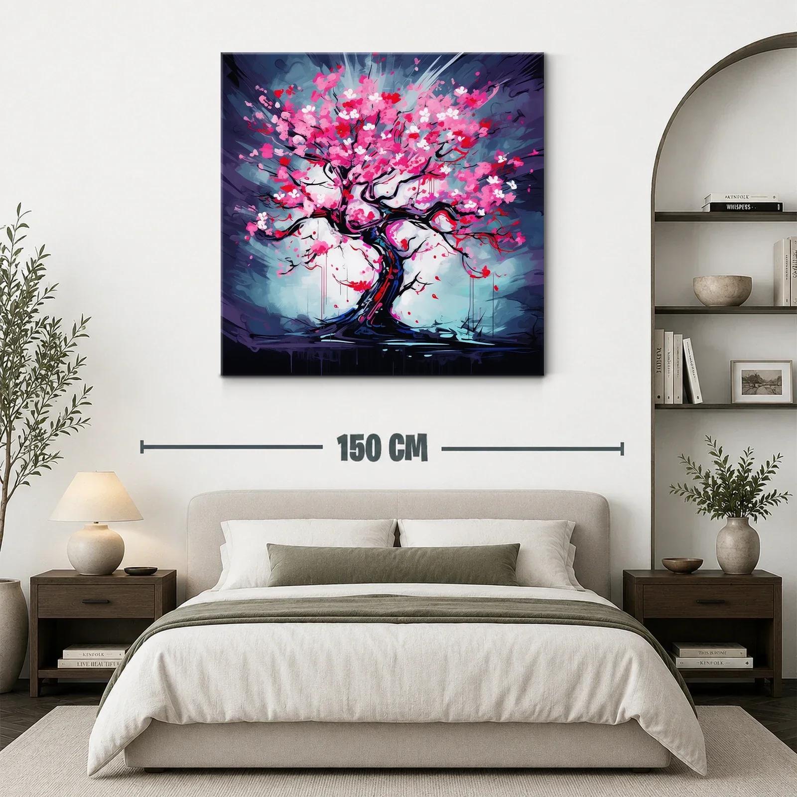 Árbol de flores vibrantes en tonos rosas y rojos — miniatura 3
