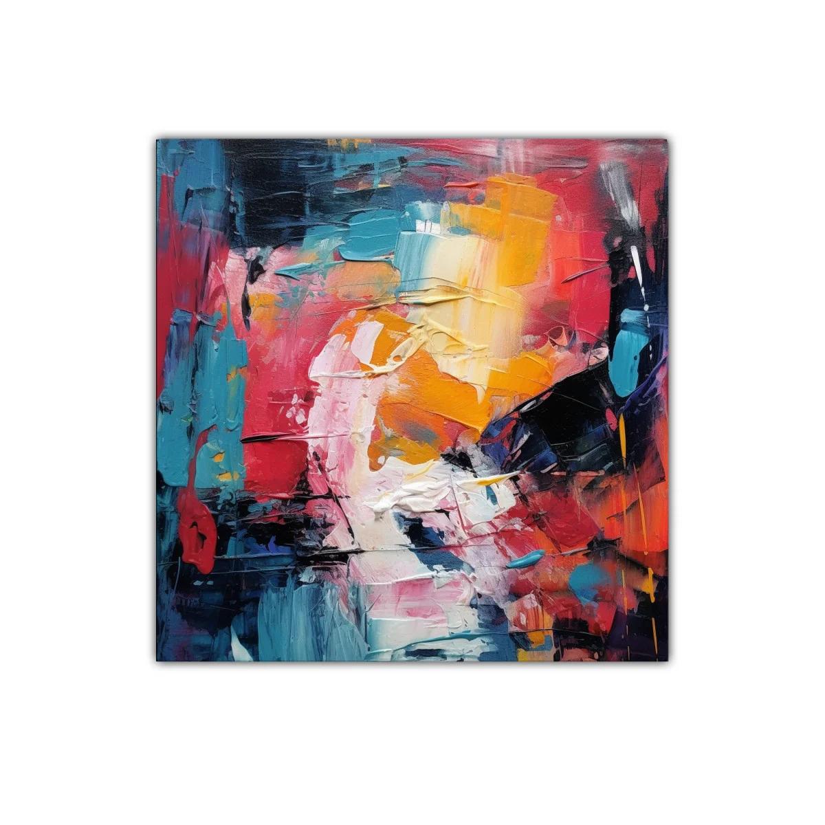 Cuadro abstracto con vibrantes tonos cálidos y fríos — imagen principal