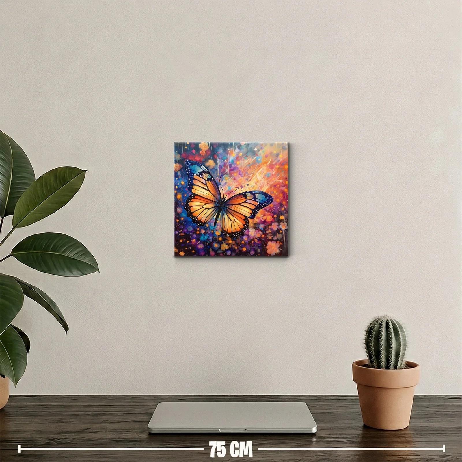 Mariposa vibrante entre flores en colores intensos — miniatura 2