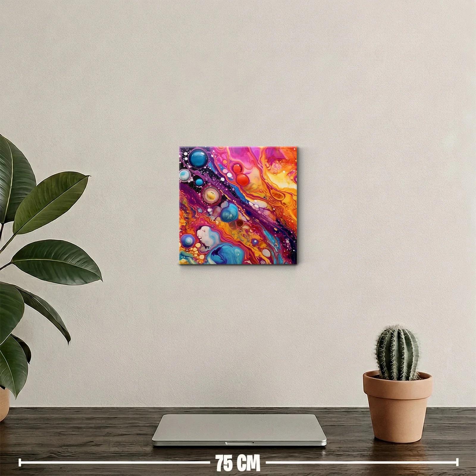 Cuadro abstracto vibrante con galaxias y colores intensos — miniatura 2