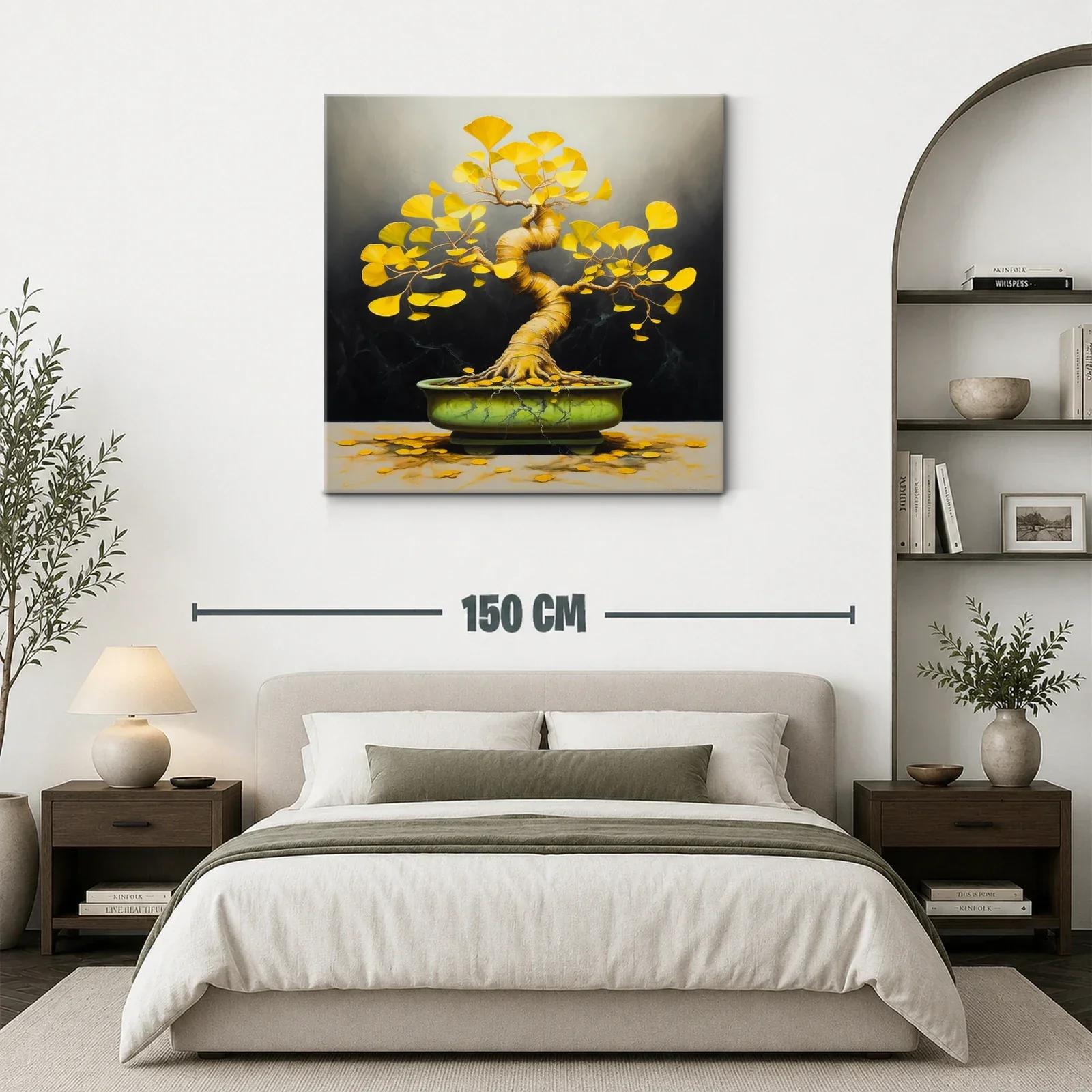 Árbol de Ginkgo con hojas doradas y maceta verde — miniatura 3