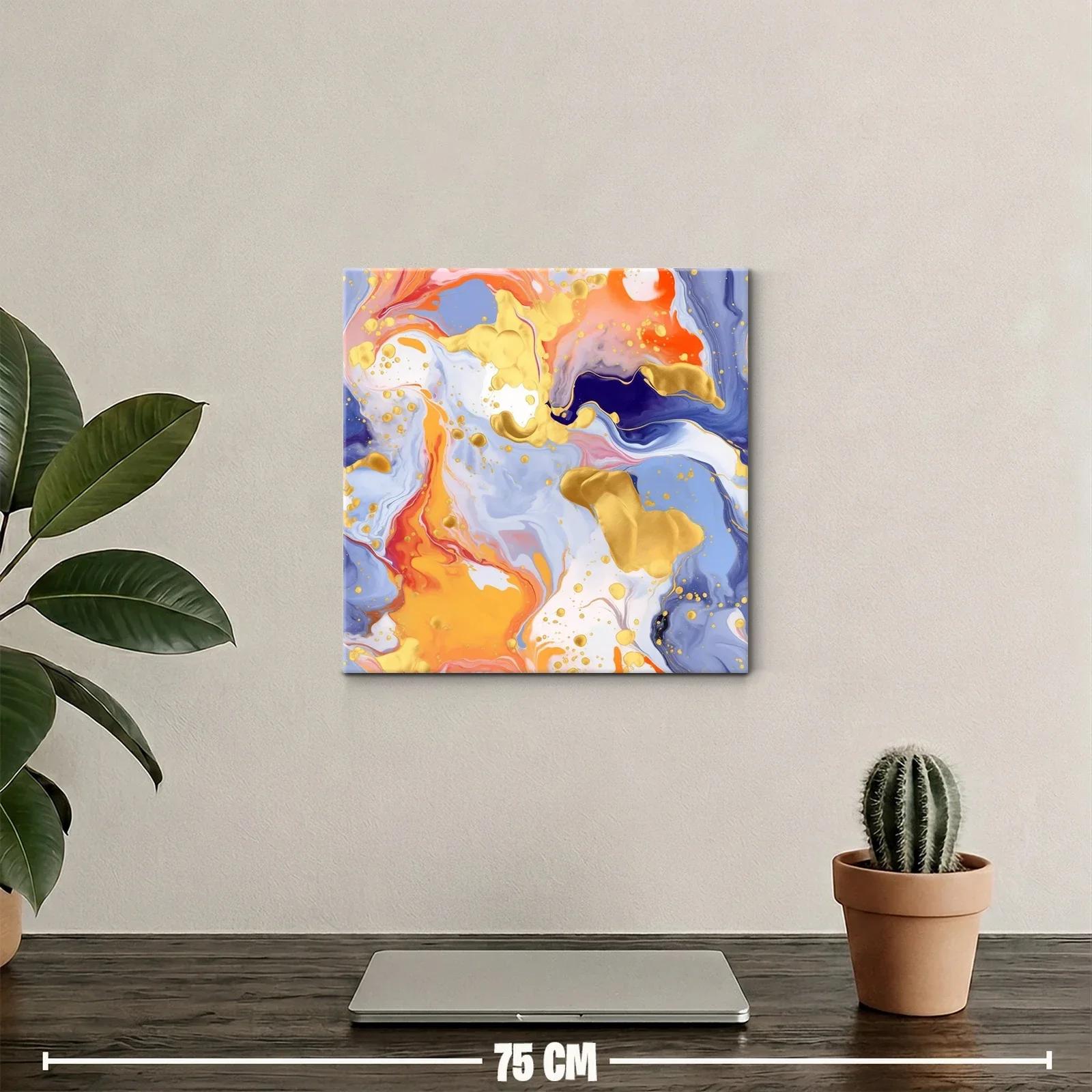 Cuadro abstracto con vibrantes tonos dorados y naranjas — miniatura 2