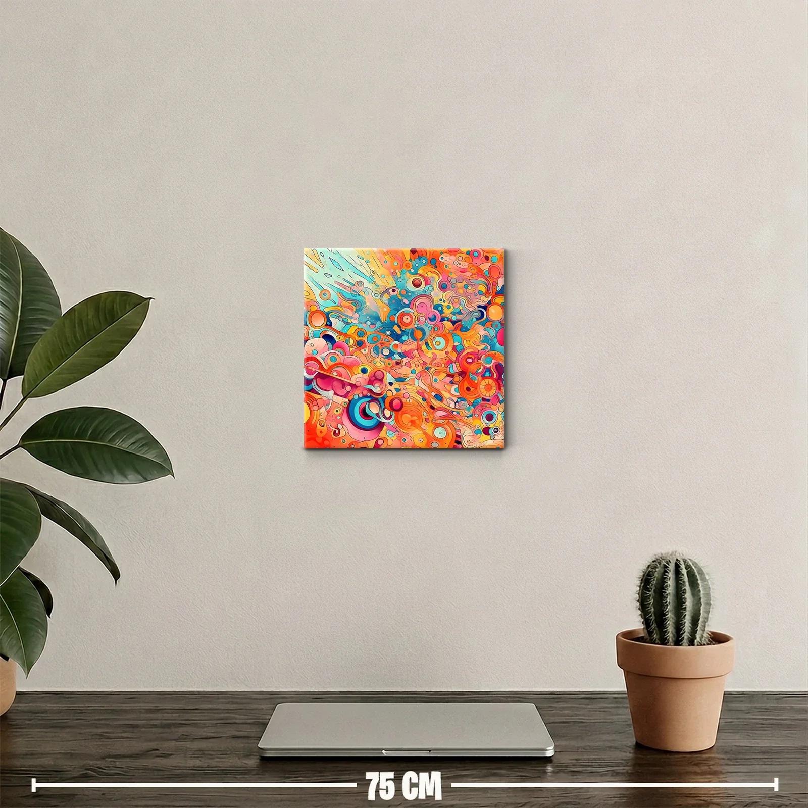 Cuadro abstracto con motivos circulares y colores vivos — miniatura 2