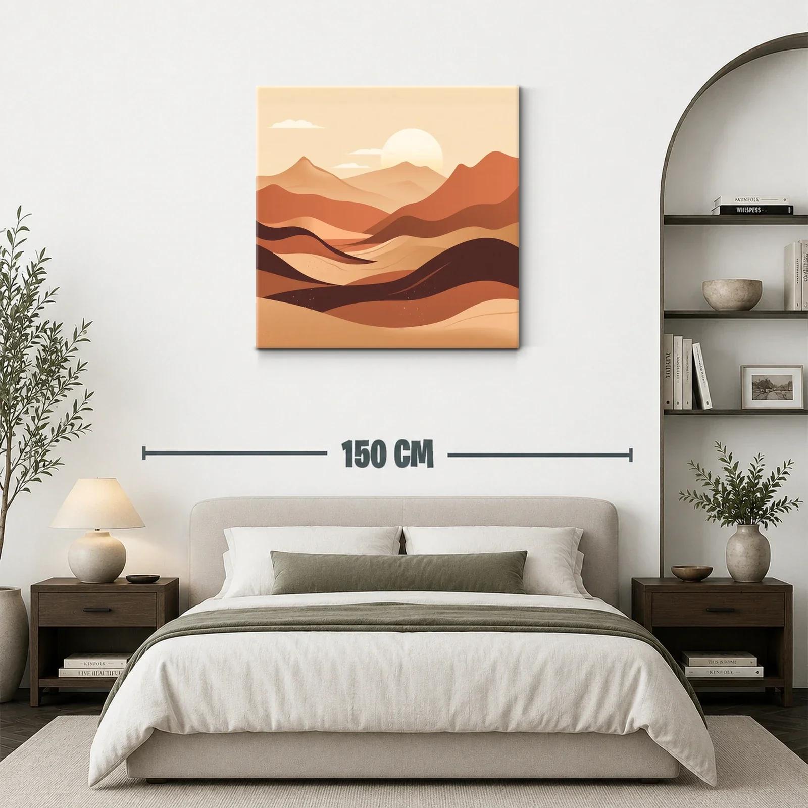 Paisaje abstracto con montañas en tonos cálidos y amanecer — miniatura 3