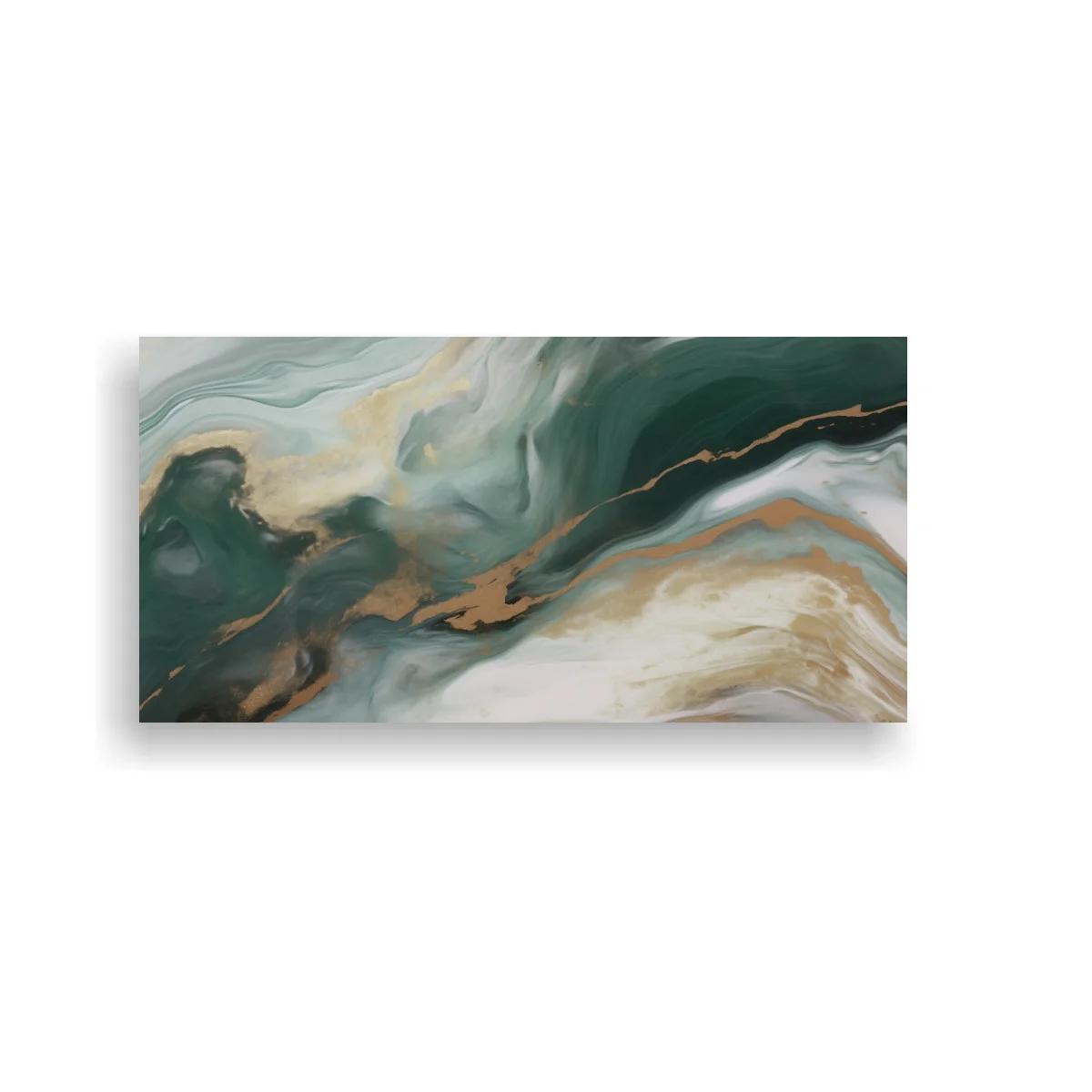 Cuadro ondas fluidas abstractas con vetas doradas