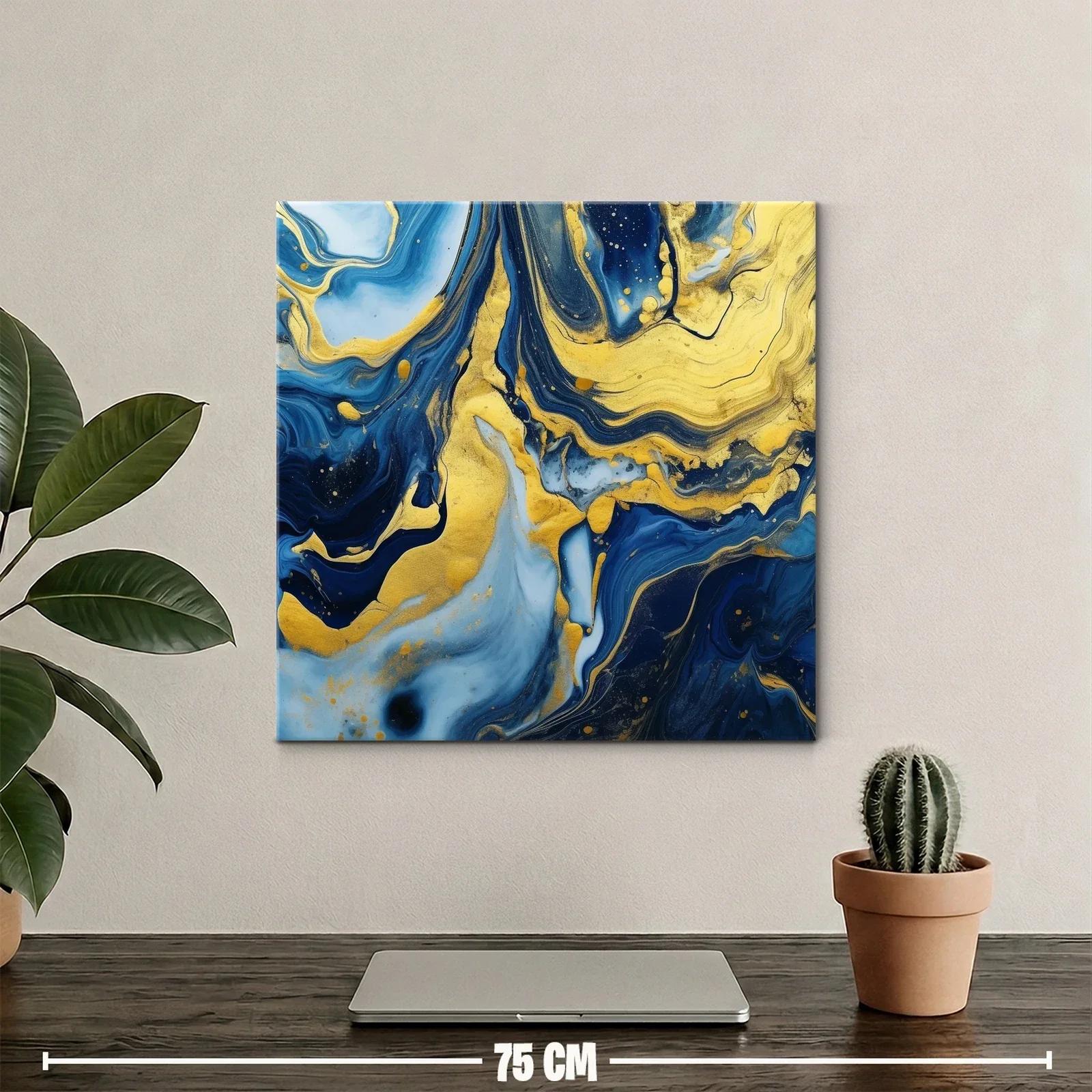 Abstracto en azul y dorado con movimiento fluido y elegante — miniatura 2