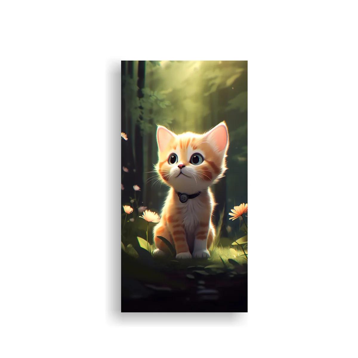 Cuadro gatito naranja en hierba con luz suave — imagen principal