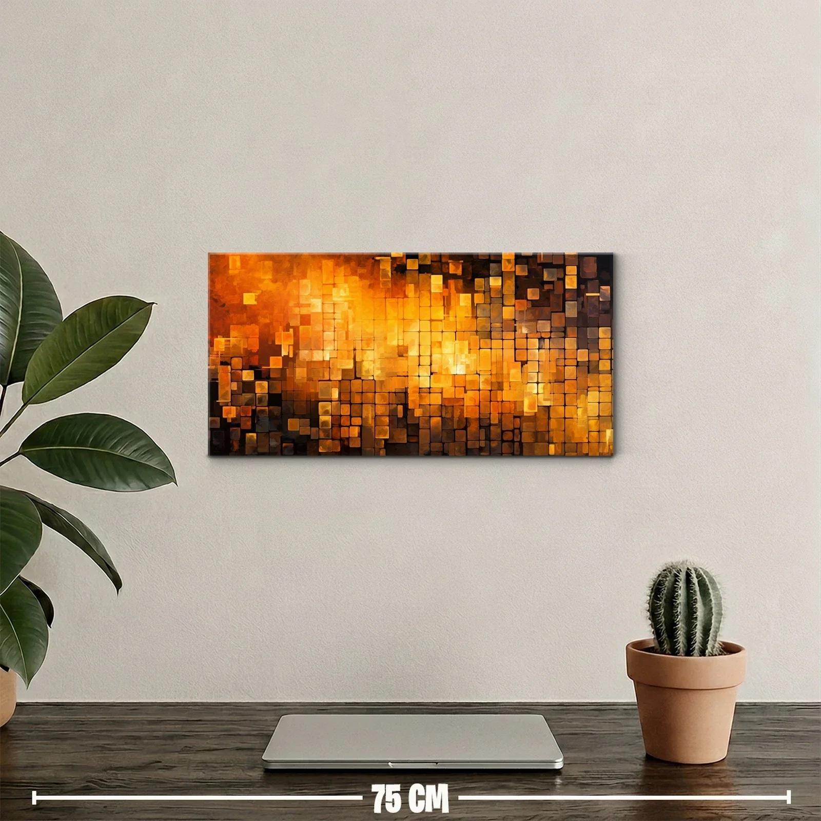 Cuadro mosaico abstracto de cuadrados dorados — miniatura 2