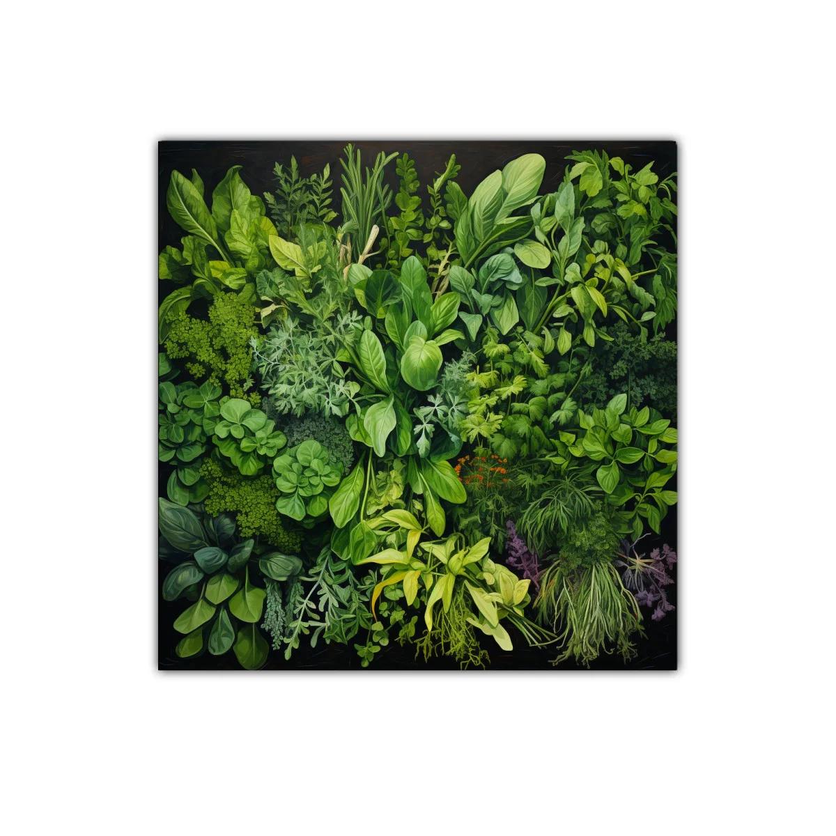 Cuadro decorativo con exuberante colección de hojas verdes — imagen principal