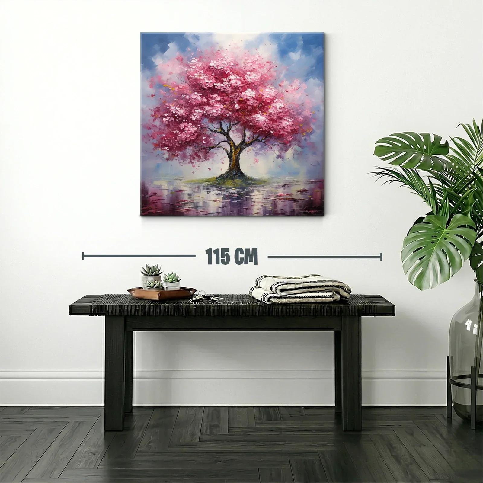 Árbol rosa en paisaje sereno con reflejos delicados — miniatura 2